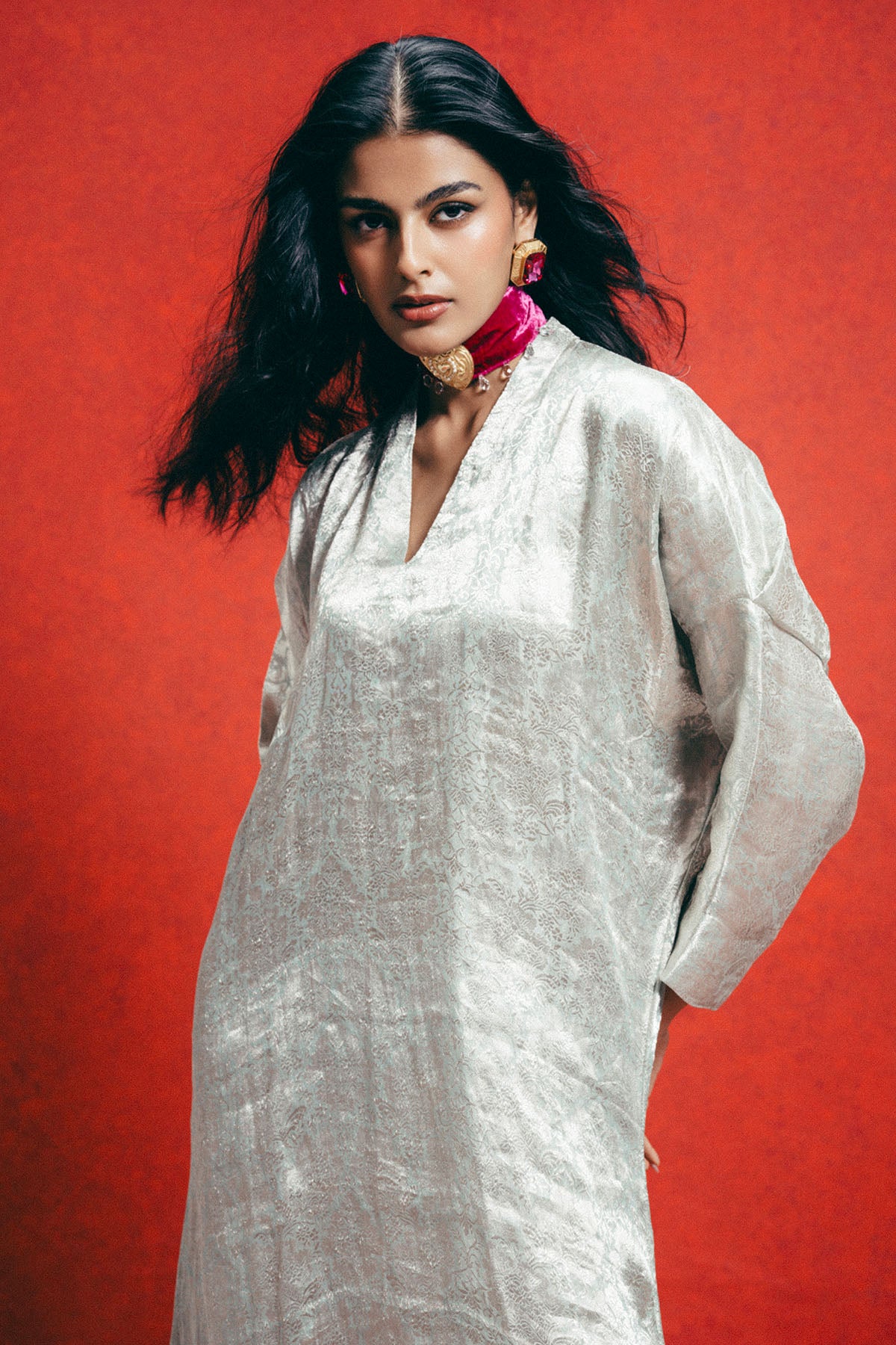 Handwoven Sea Green Banarasi Kaftan