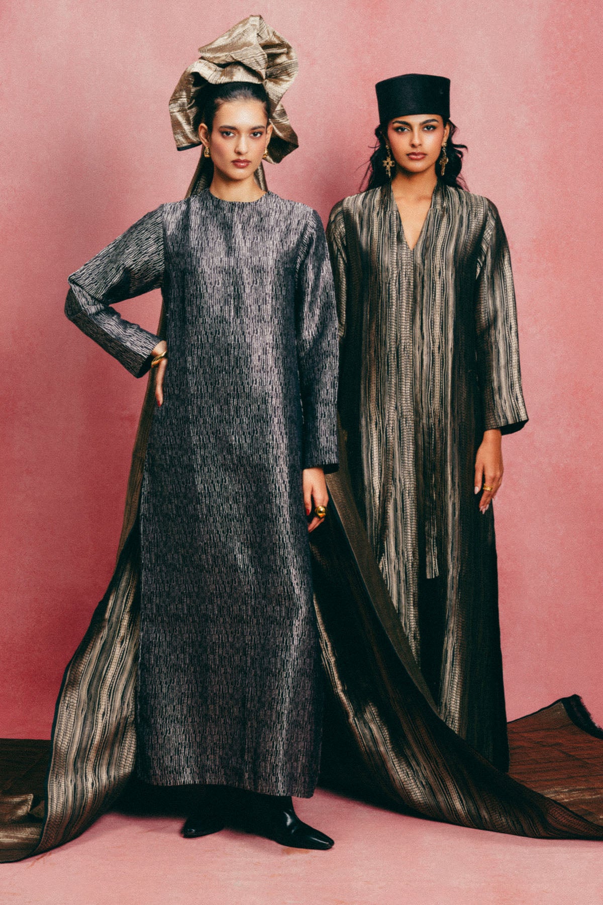 Handwoven Jet Black Banarasi Kaftan