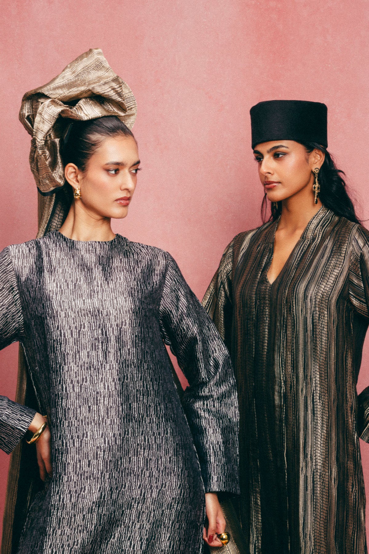 Handwoven Jet Black Banarasi Kaftan