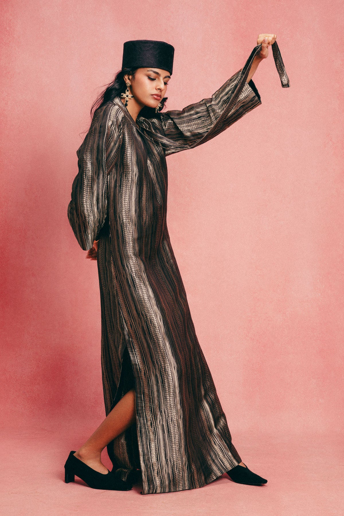 Handwoven Black Banarasi Kaftan