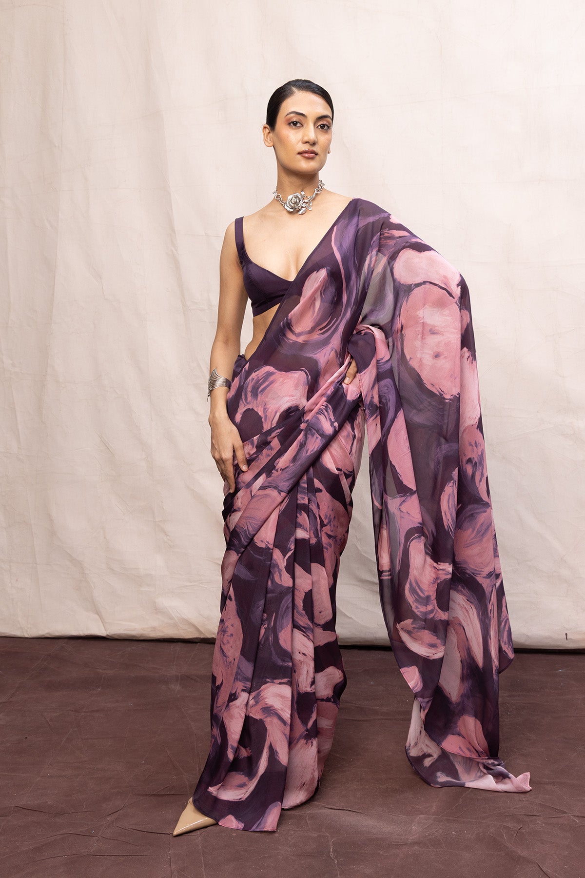 Multicolour Chiffon Digital Print Saree