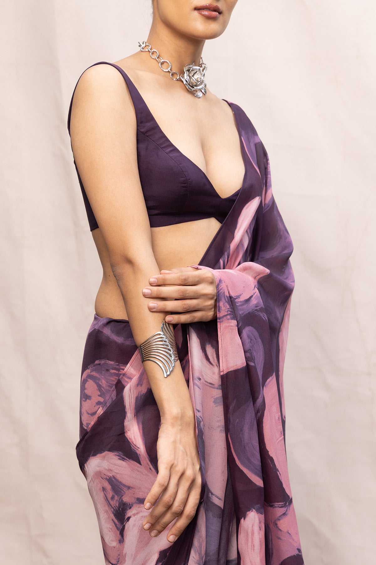 Multicolour Chiffon Digital Print Saree