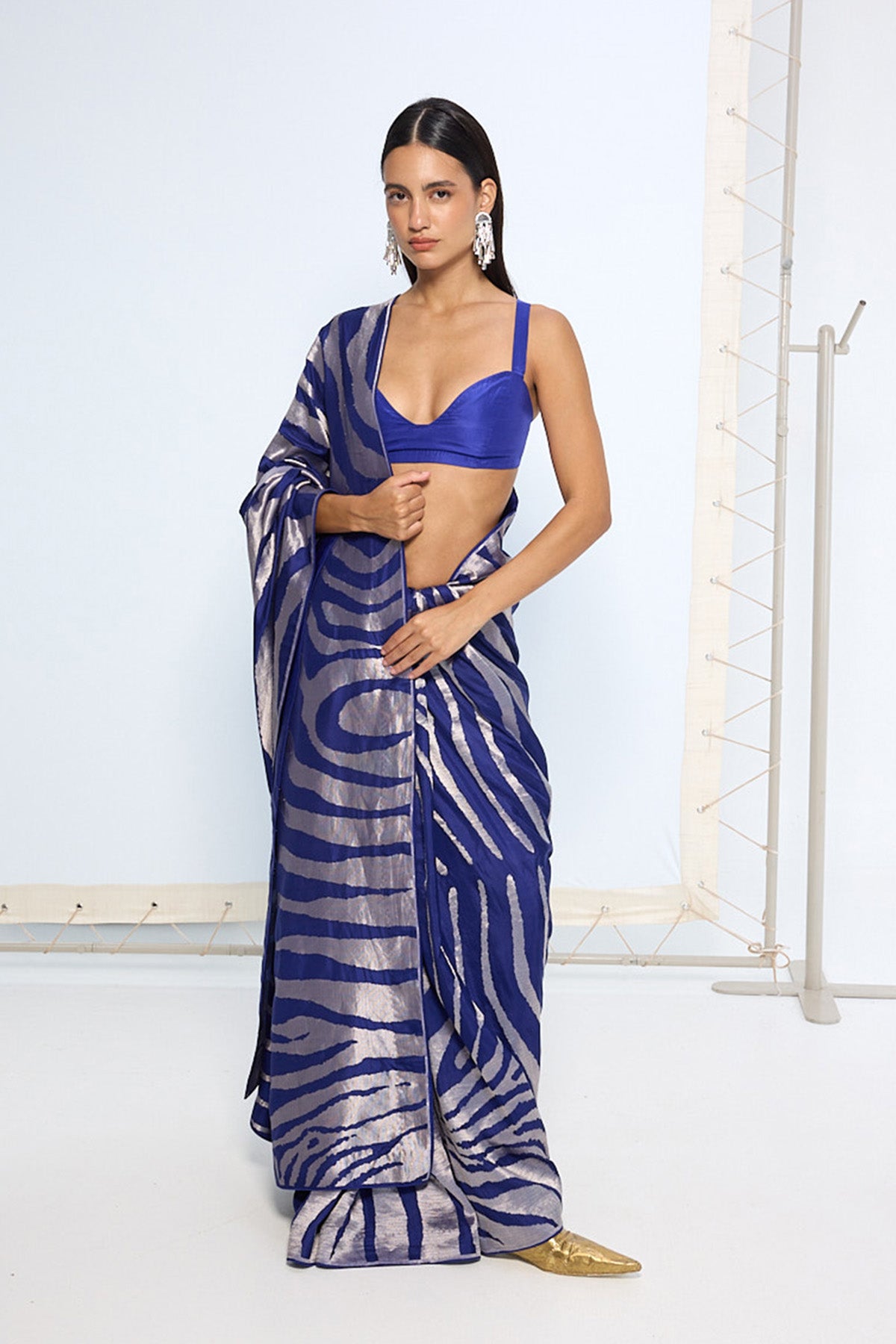 Handwoven Dark Blue Silk Saree