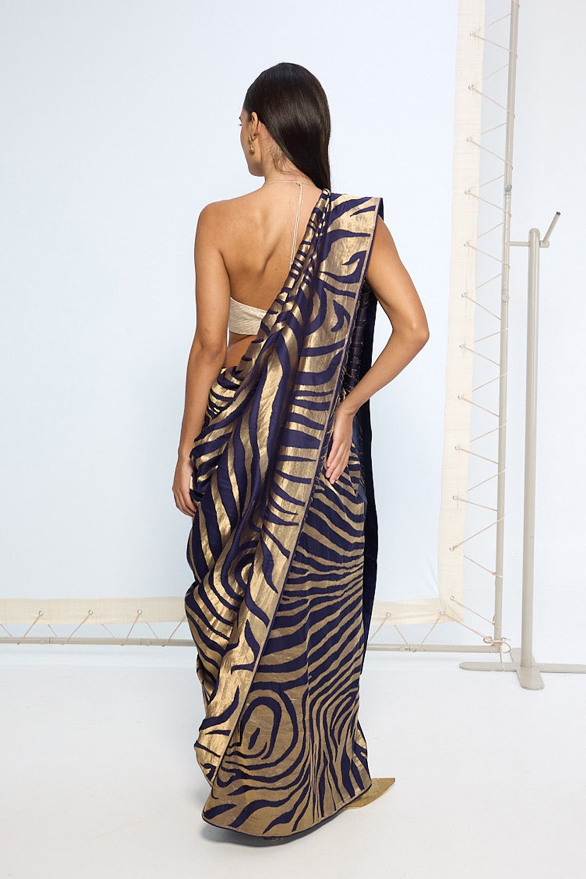 Handwoven Blue & Gold Silk Saree