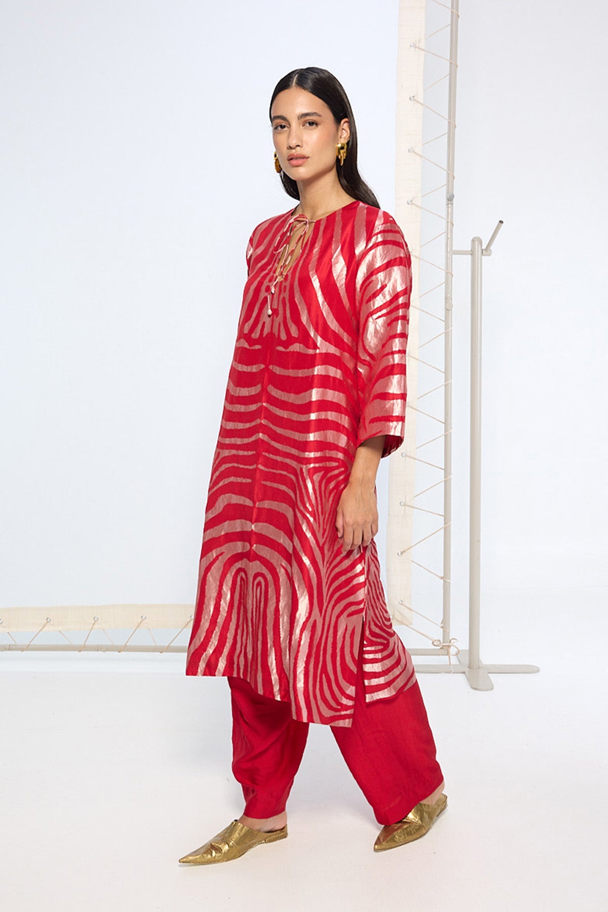 Handwoven Classic Red Kurta Set