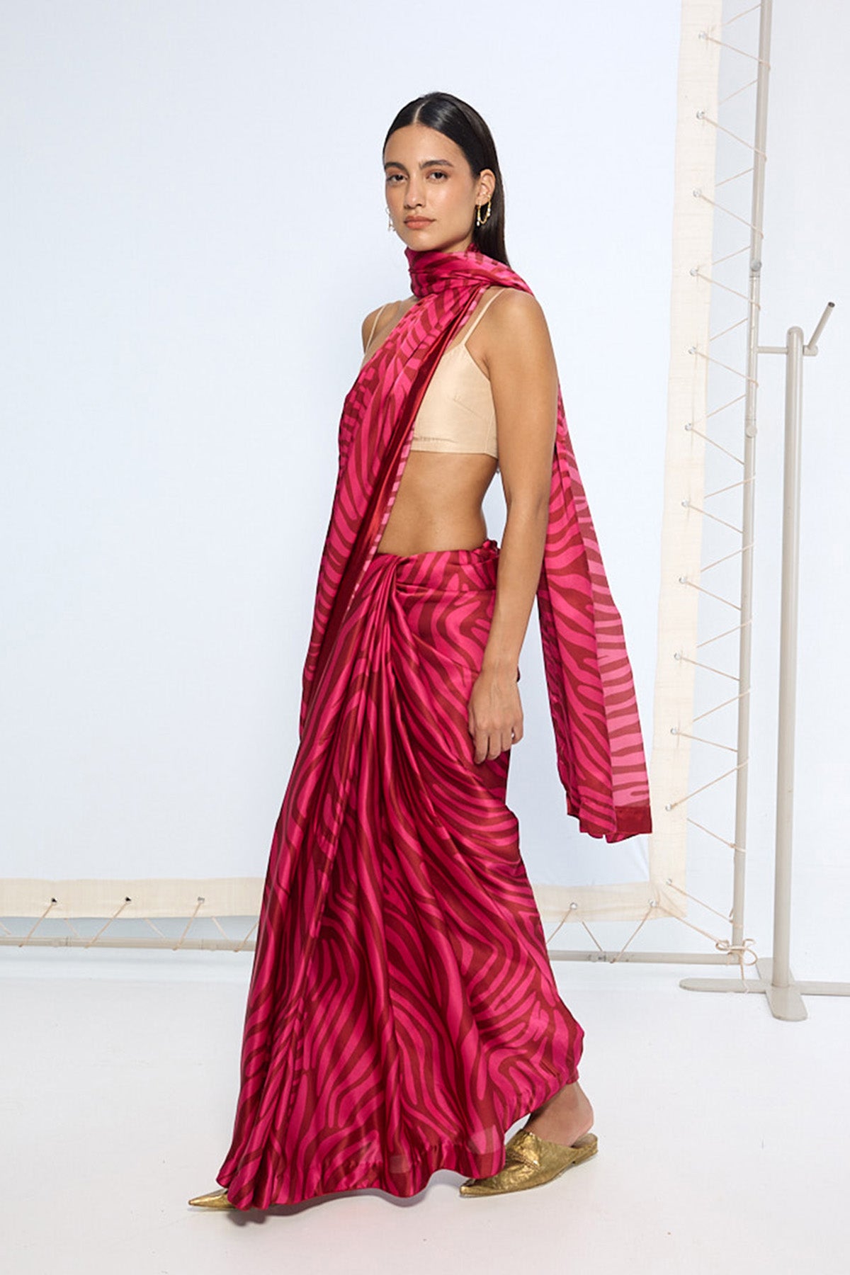 Pink Zebra Print saree