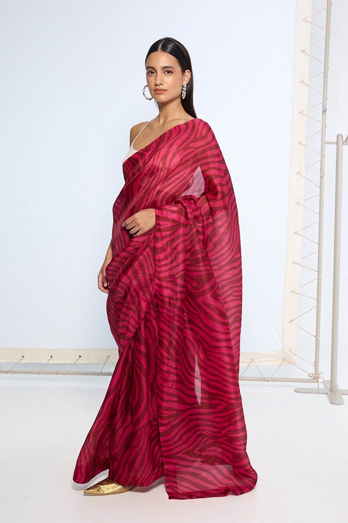 Pink Zebra Print saree