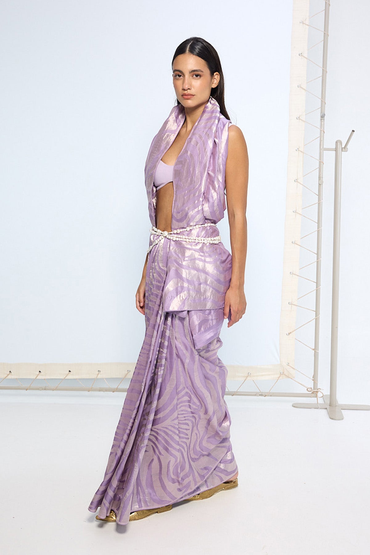 Handwoven Lavender Silk Saree