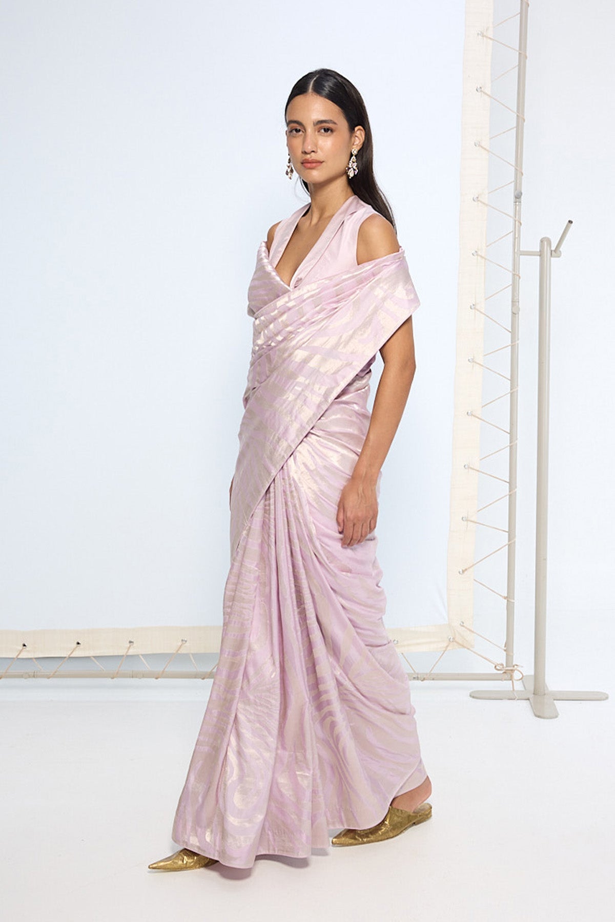 Handwoven Lilac Silk Saree
