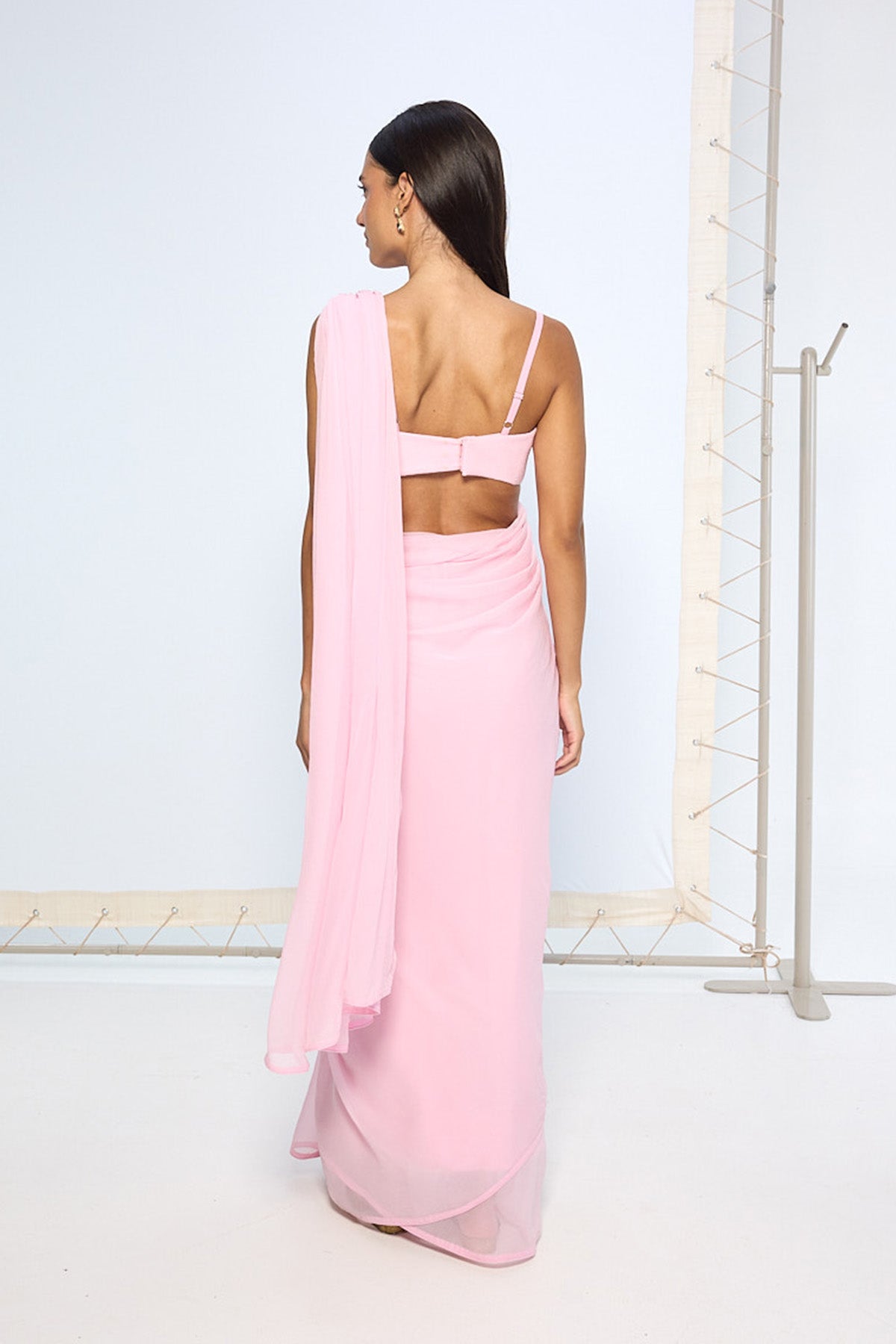 Blush Pink Movable Brooch Saree