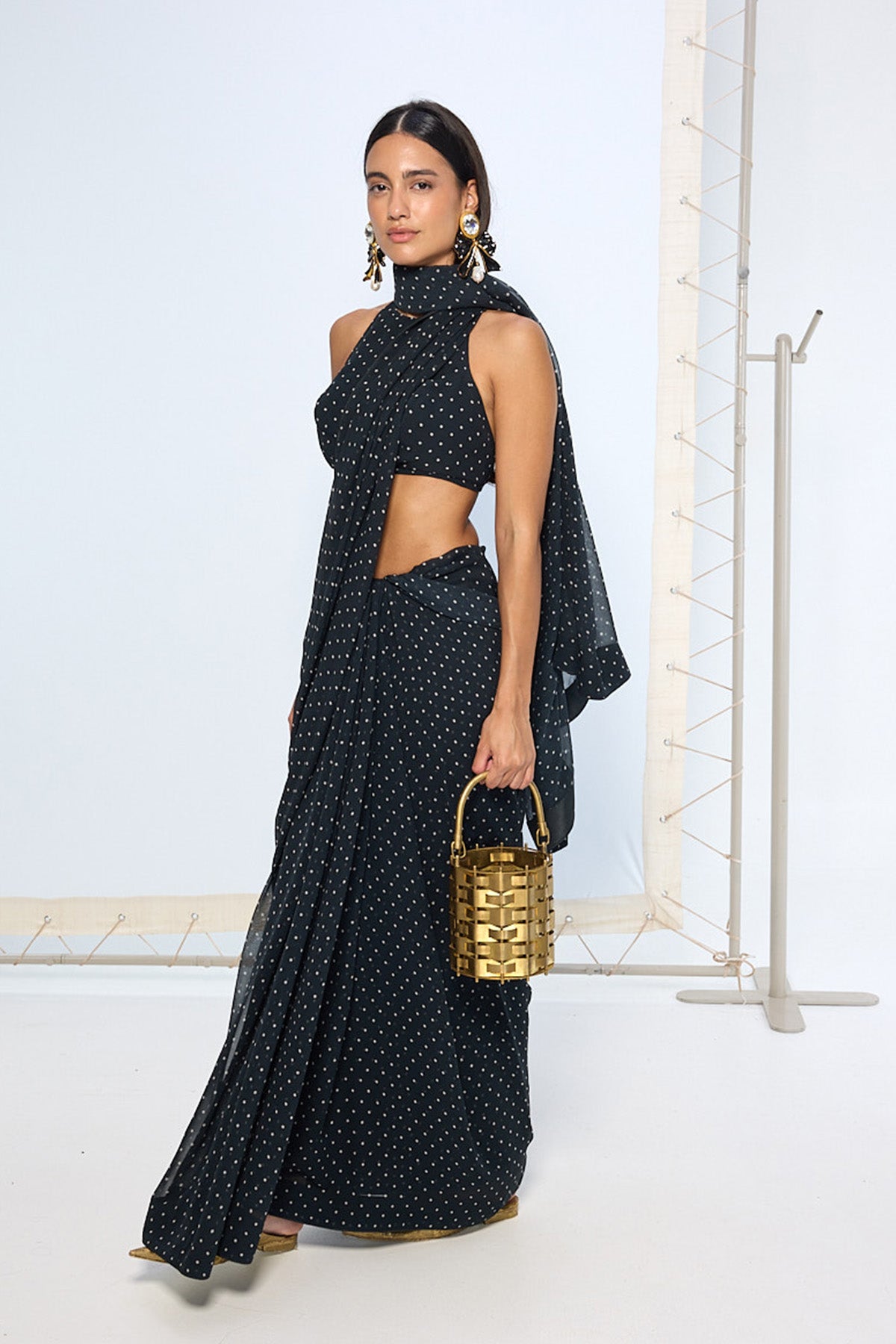 Noir Polka Dotted Saree