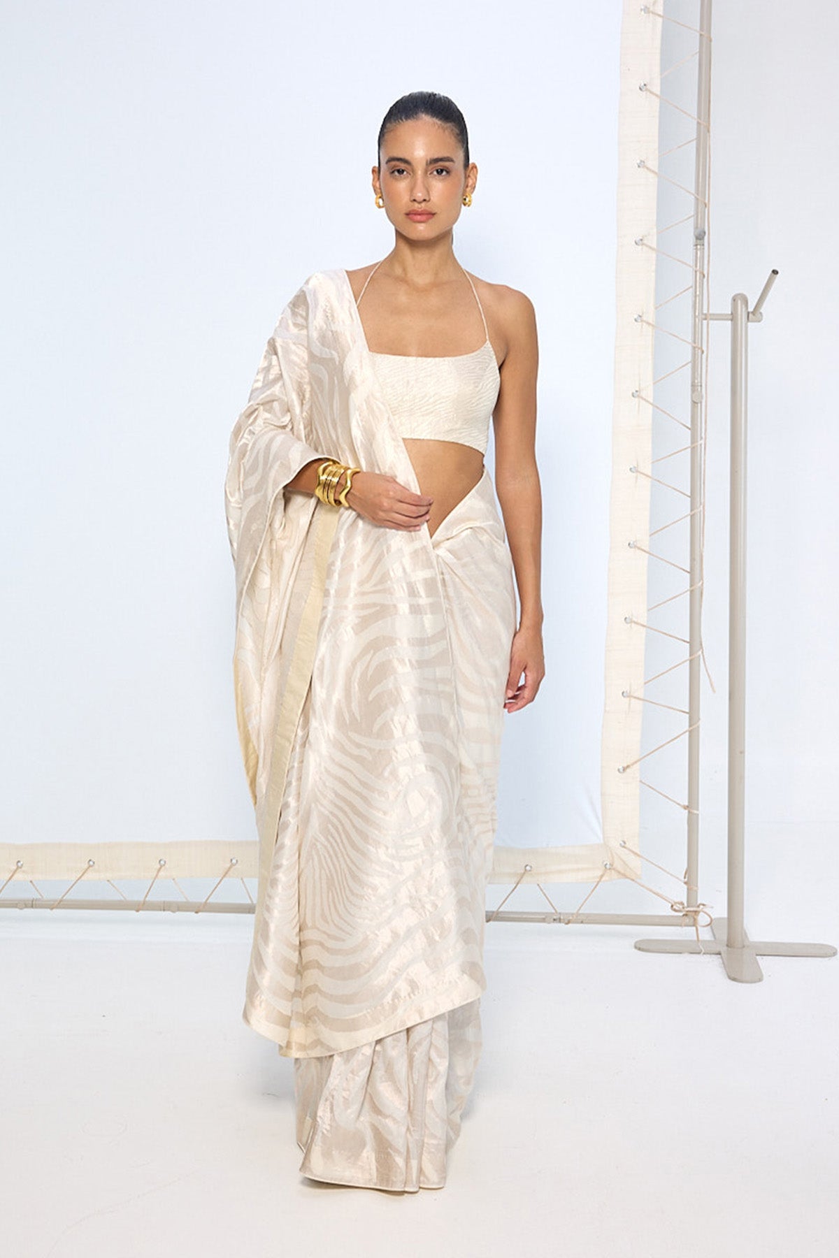 Handwoven Ivory Silk Saree