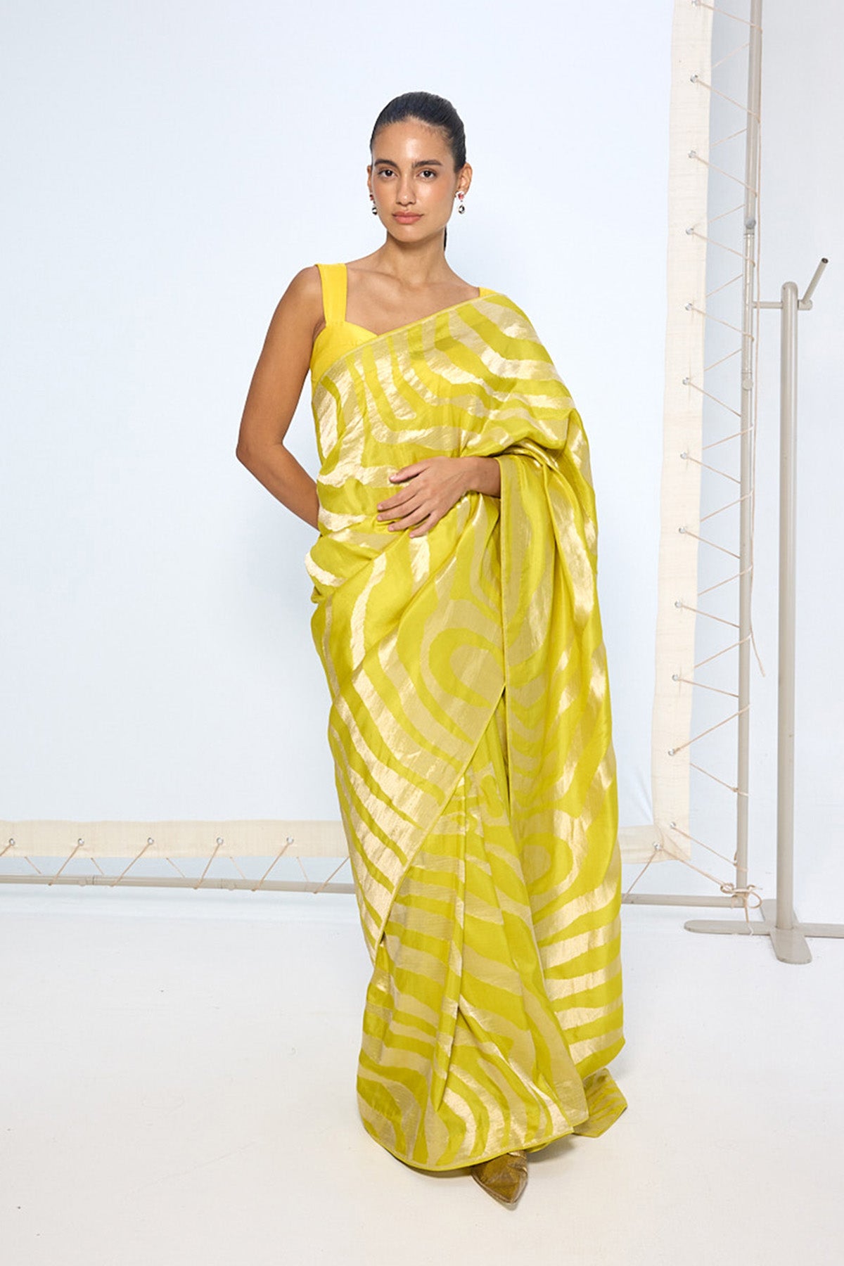 Handwoven Citrine Yellow Silk Saree