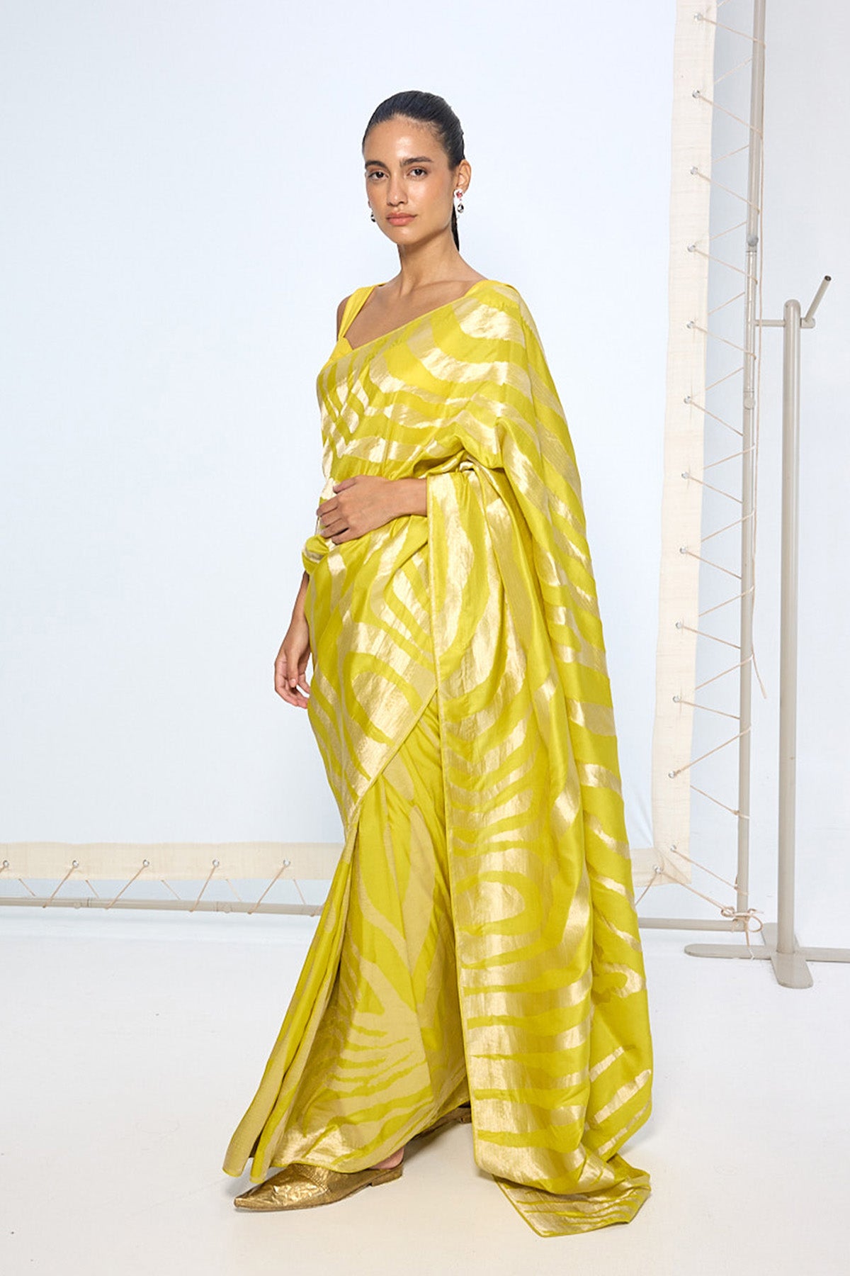 Handwoven Citrine Yellow Silk Saree