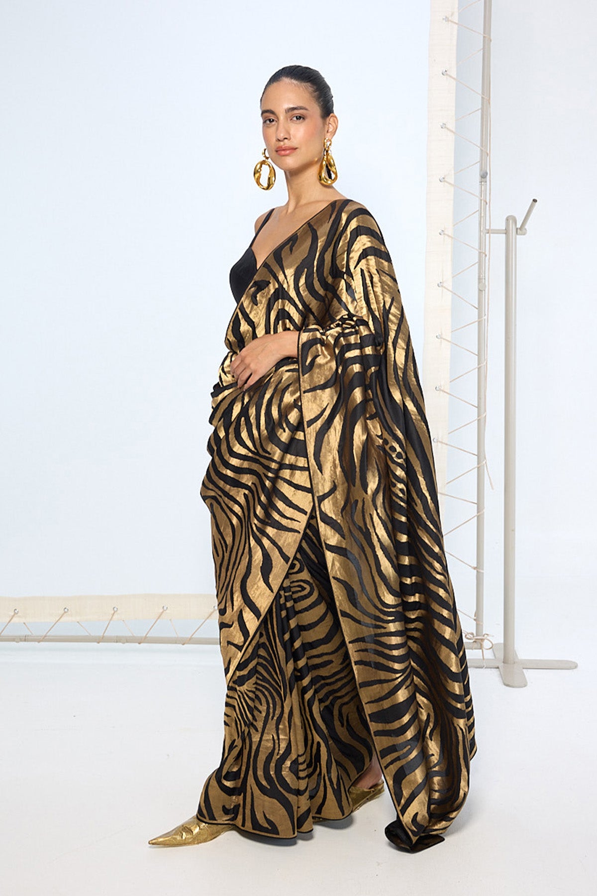 Handwoven Black & Gold Silk Saree