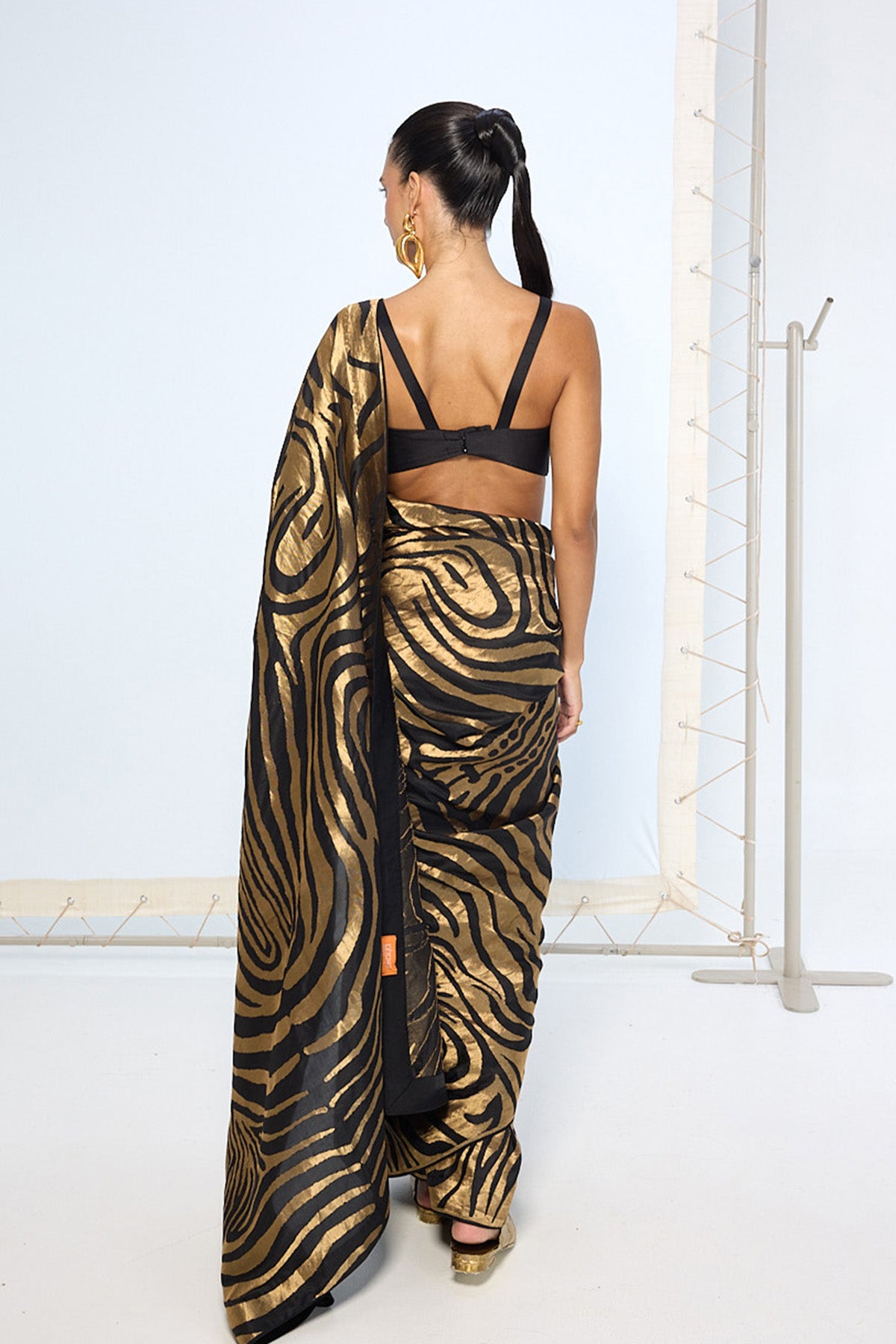 Handwoven Black & Gold Silk Saree