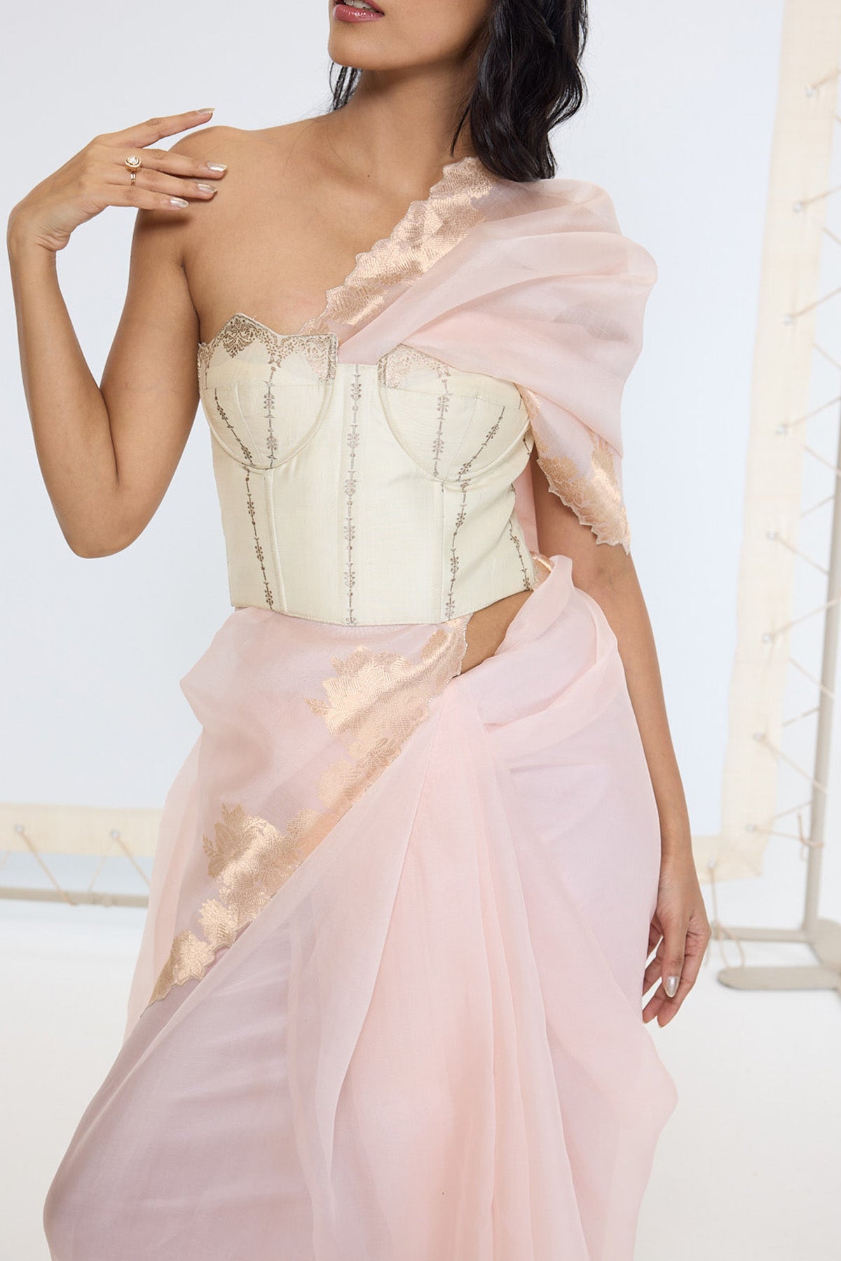 Handwoven Creamy Peach Saree