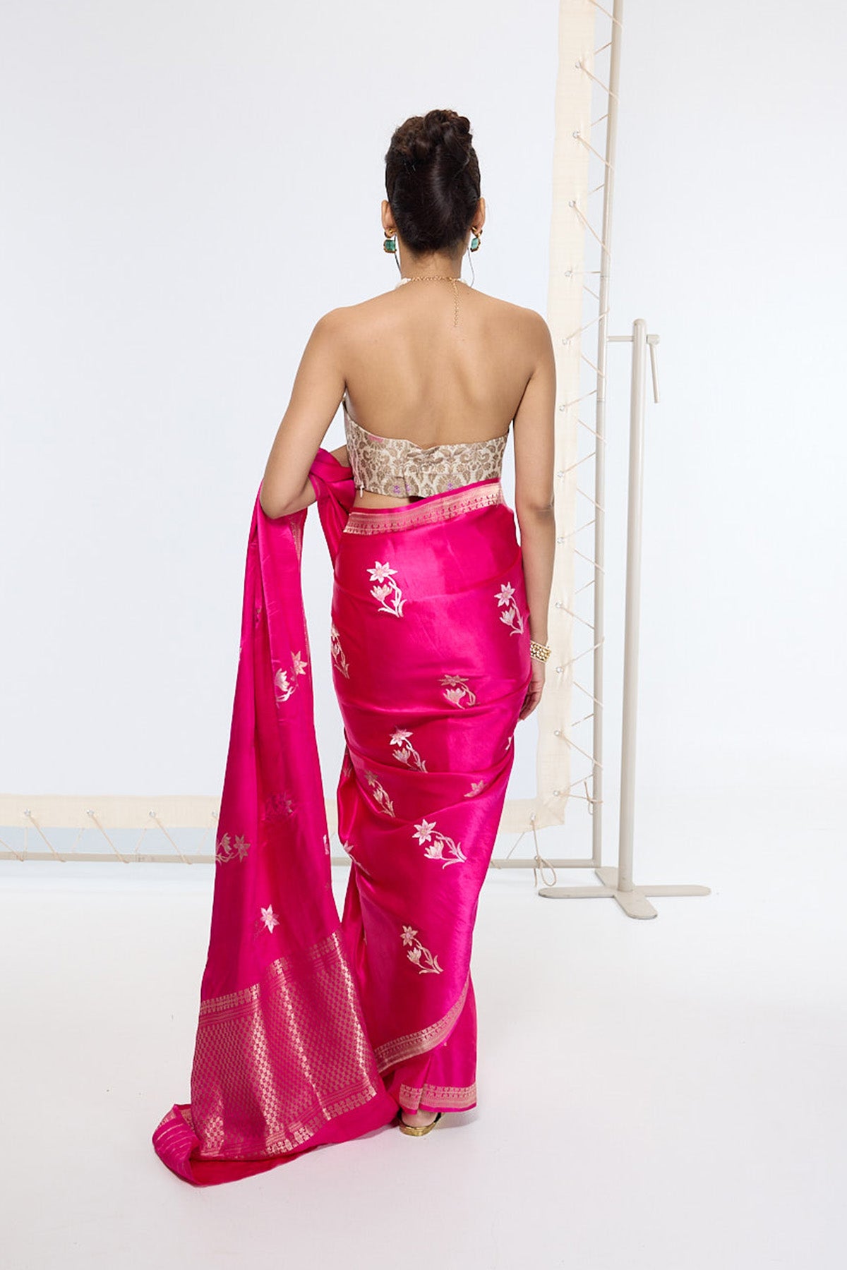 Handwoven Hot Pink Banarasi Saree