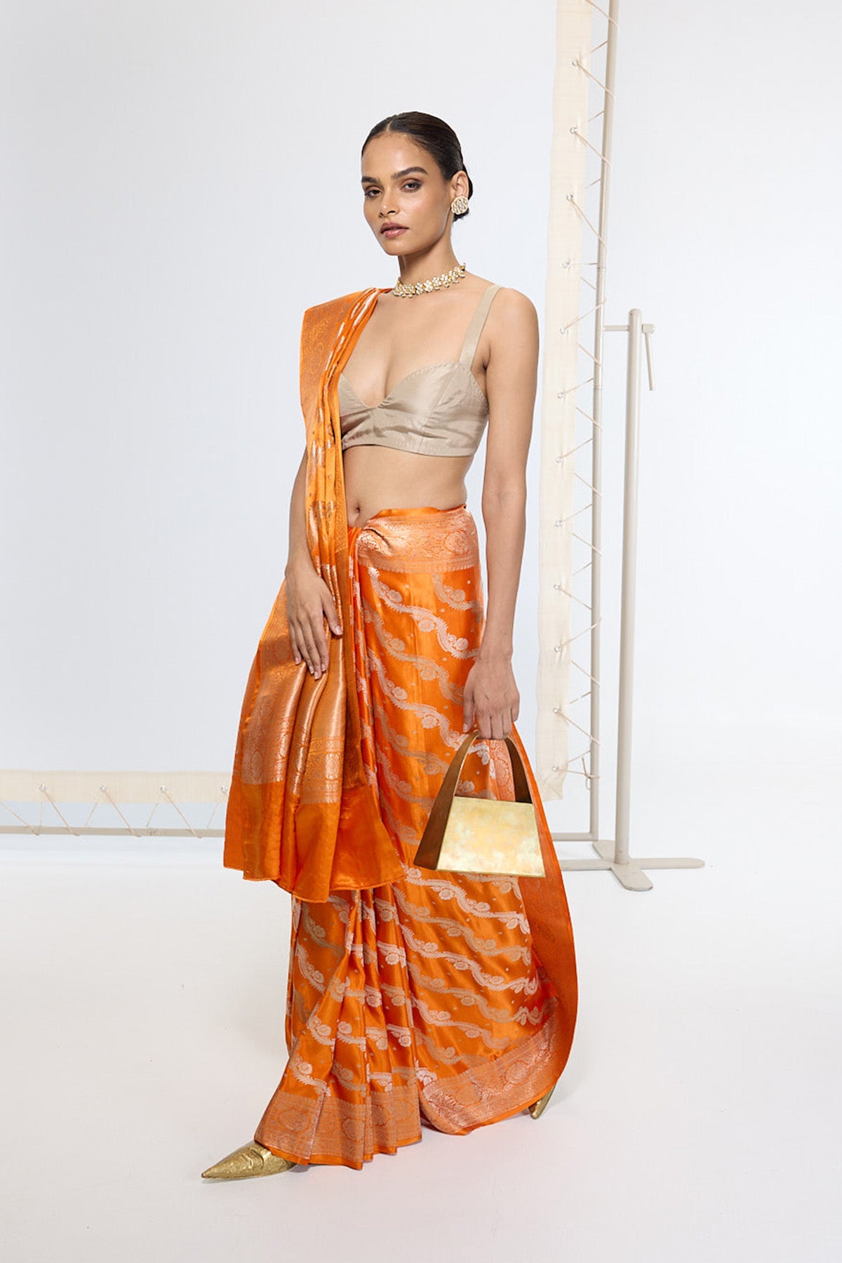 Handwoven Burnt Orange Banarasi Saree
