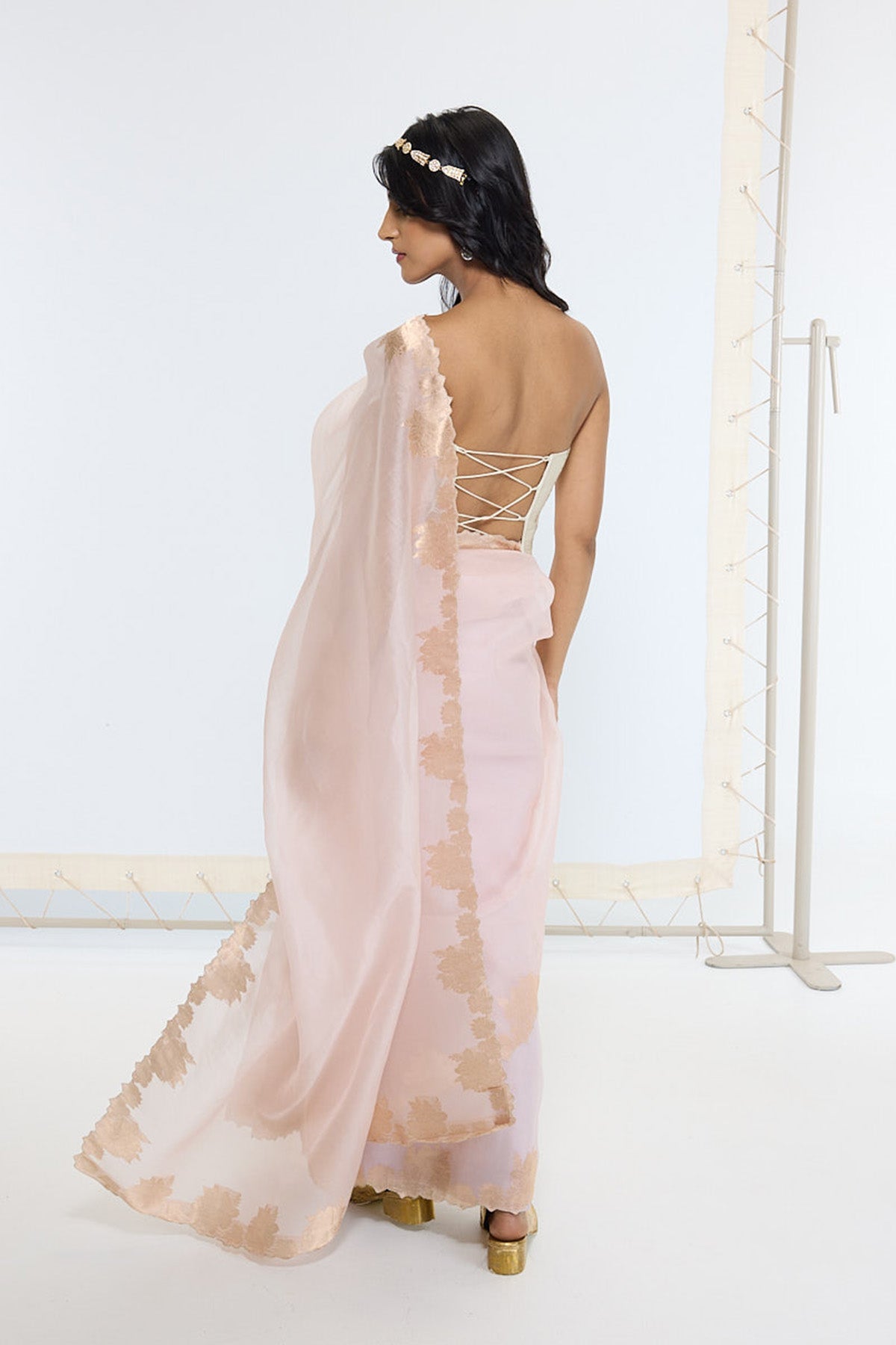 Handwoven Creamy Peach Saree