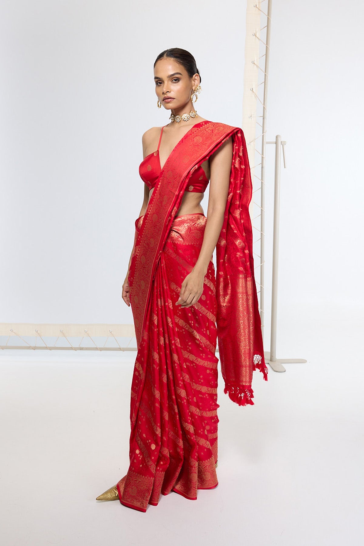 Handwoven Crimson Red Saree