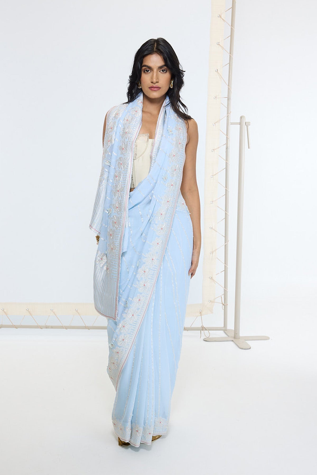 Handwoven Sky Blue Saree