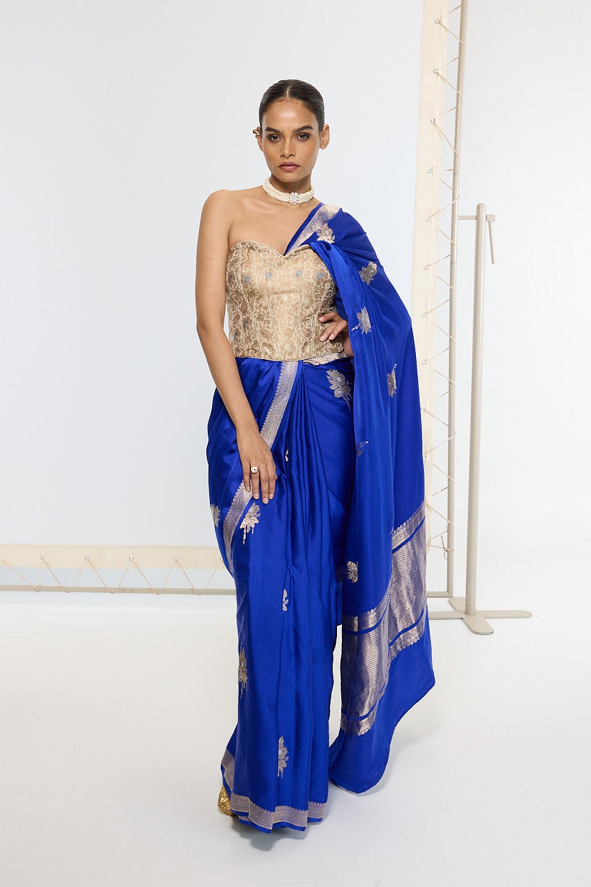 Handwoven Prussian Blue Saree