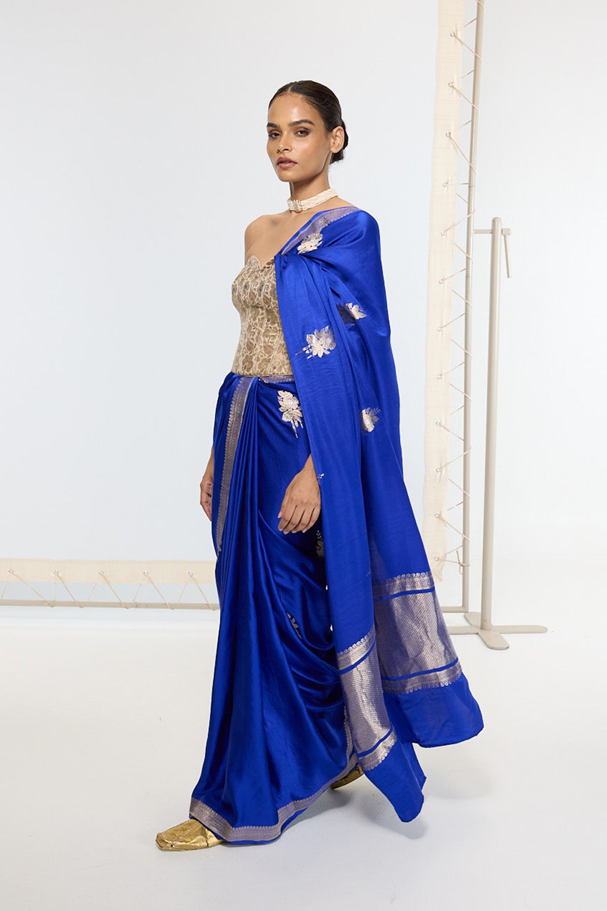 Handwoven Prussian Blue Saree