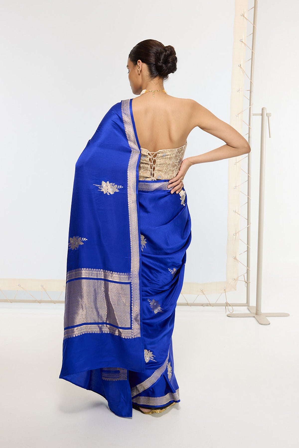 Handwoven Prussian Blue Saree