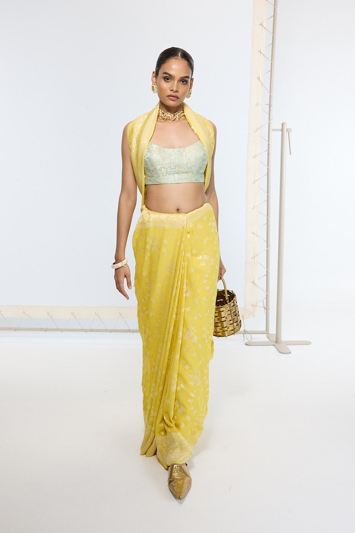 Handwoven Mustard Yellow Saree