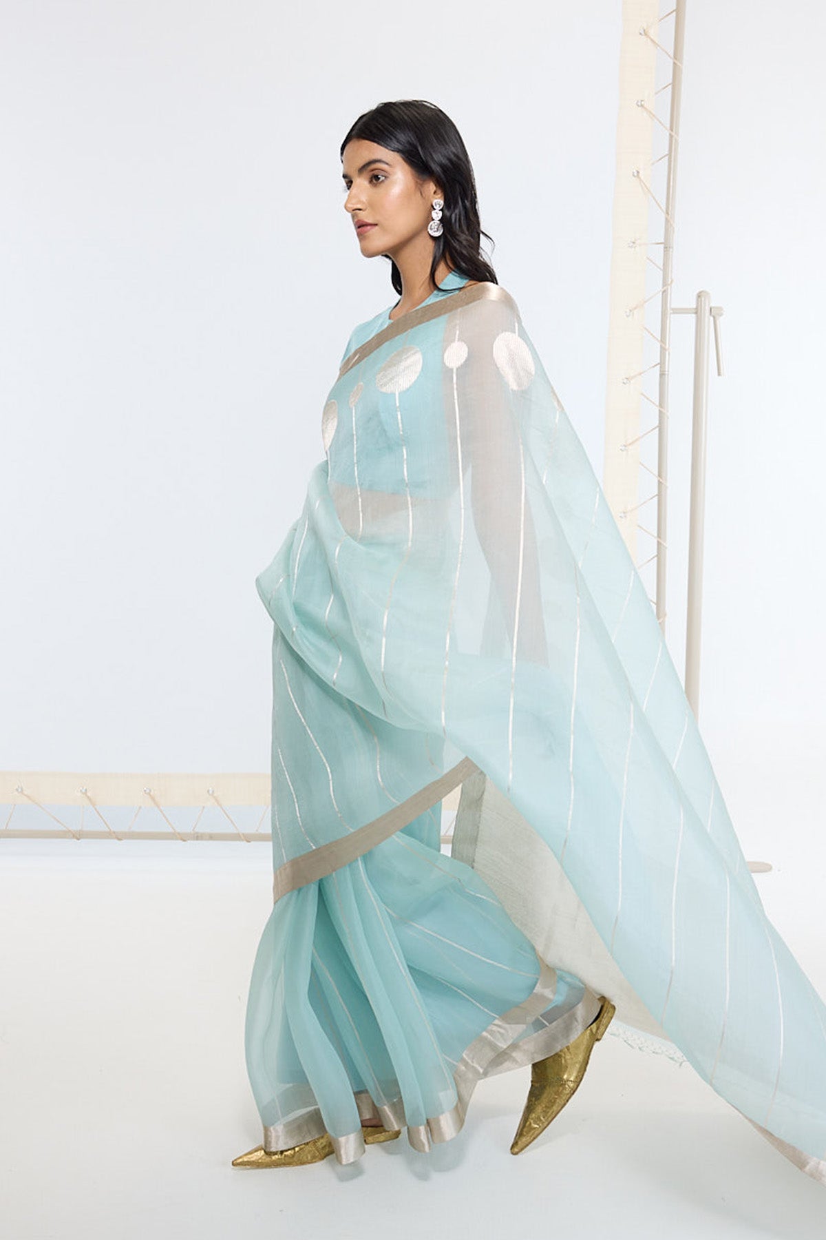 Handwoven Powder Blue Saree