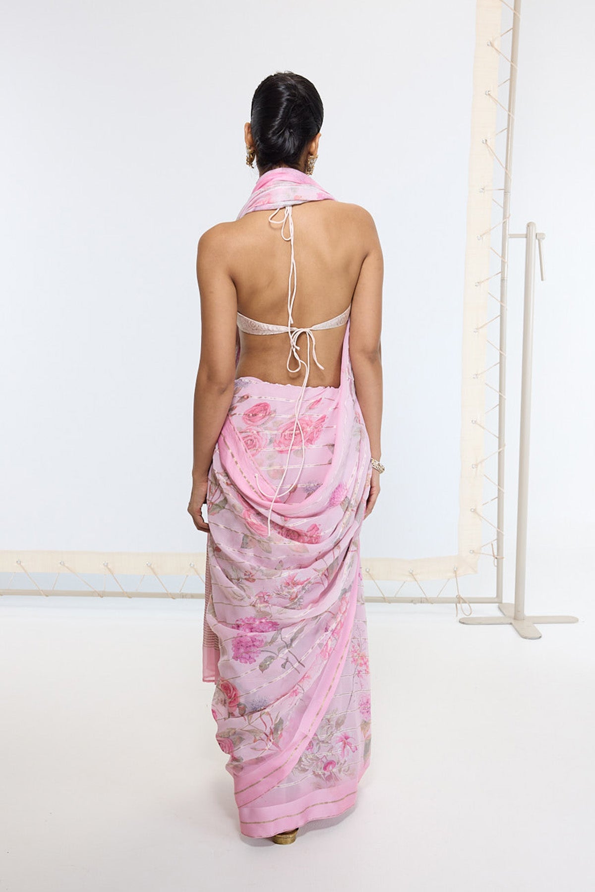 Handwoven Ballet Pink Printed Saree