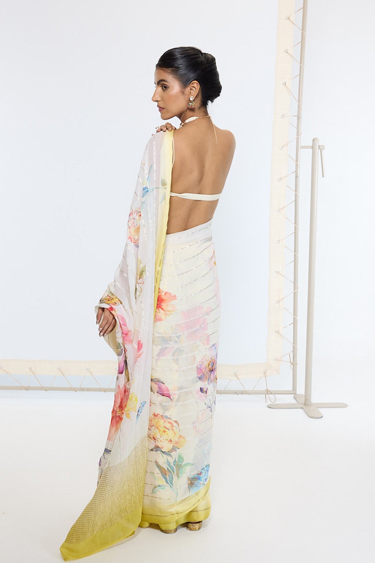 Handwoven Off-White Printed Saree