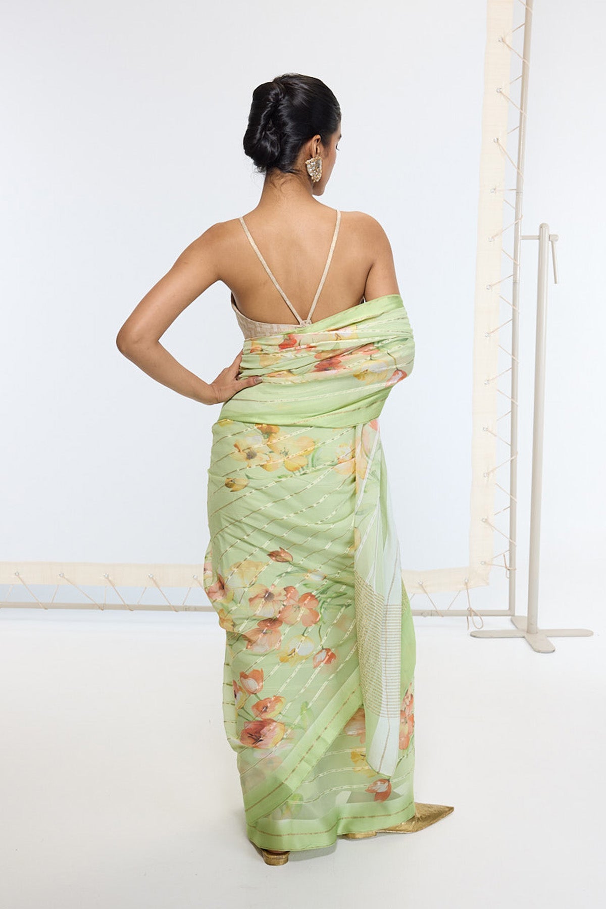 Handwoven Sage Green Printed Saree