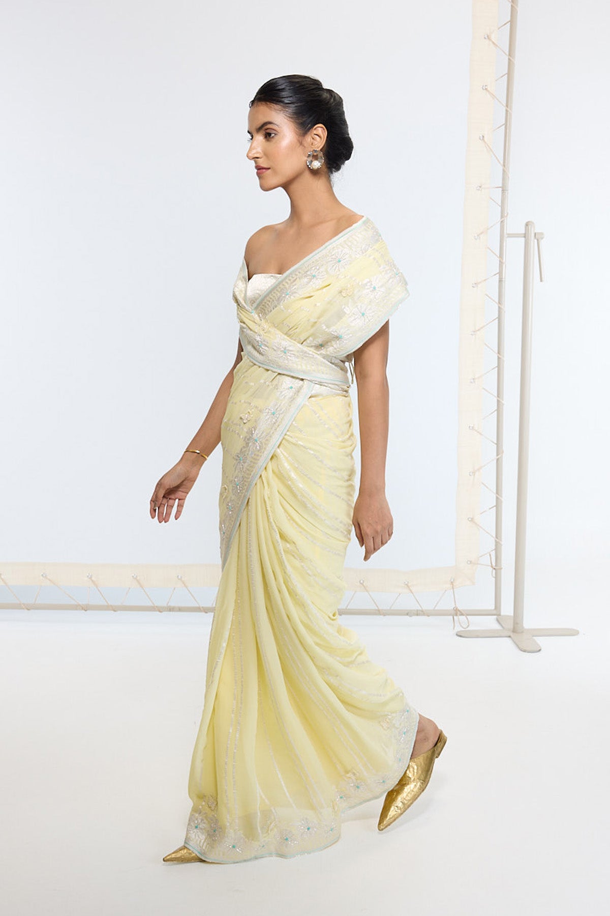 Handwoven Lemon Yellow Saree - TESTING