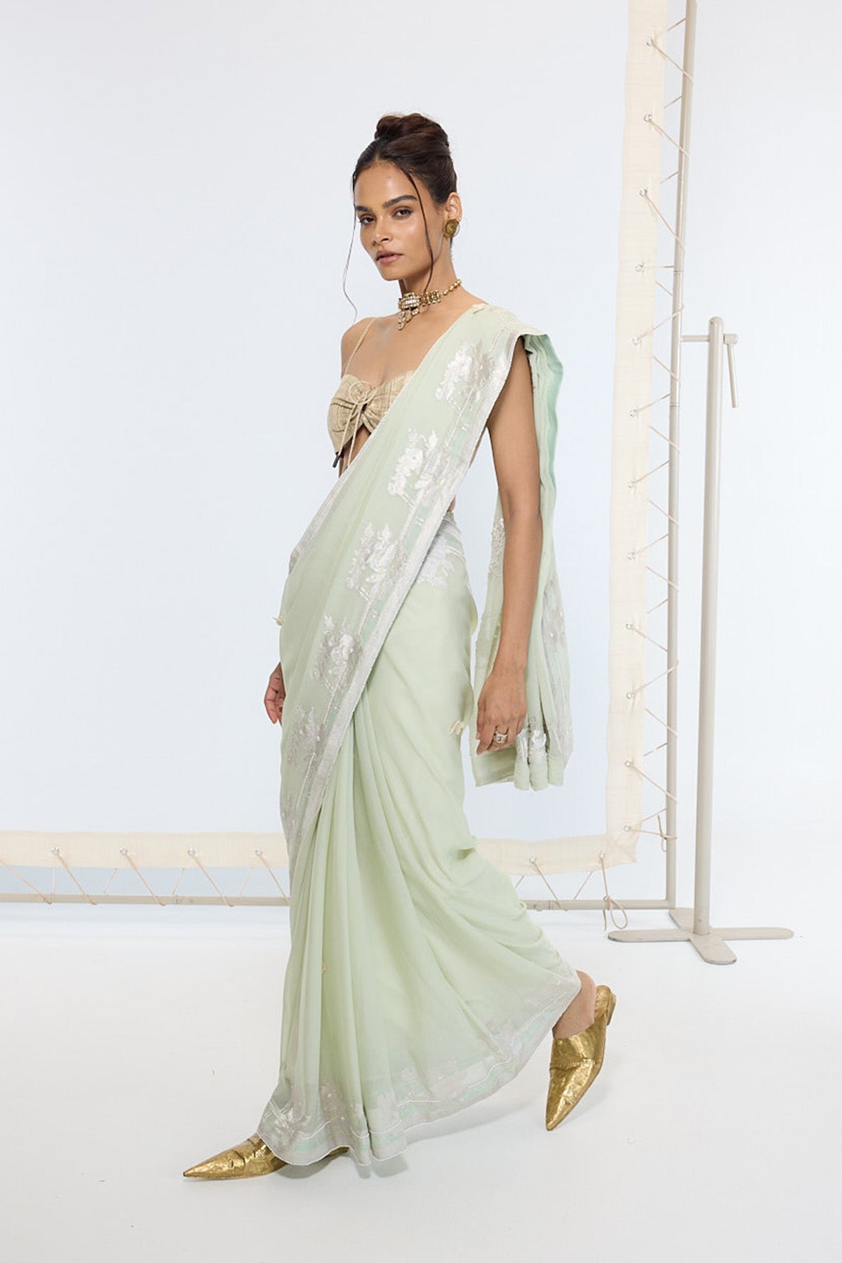Handwoven Pastel Green Saree