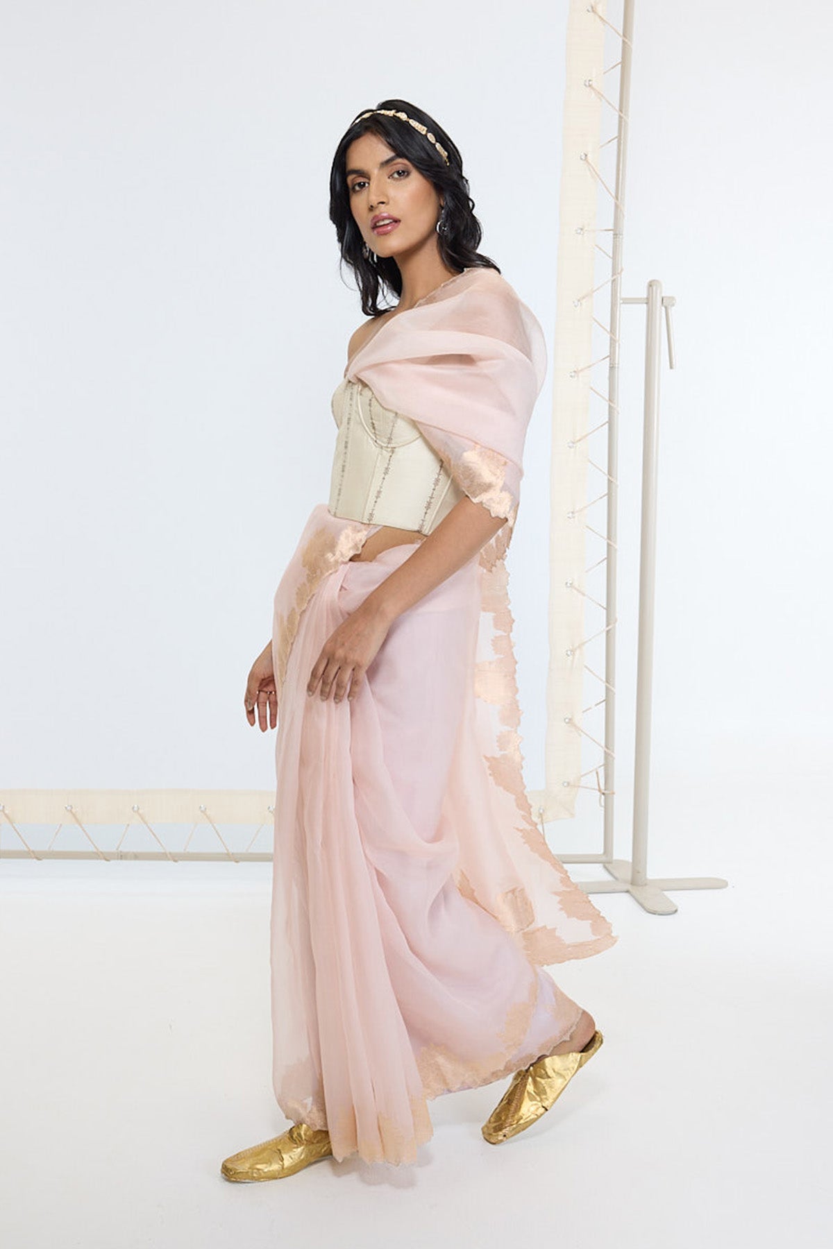Handwoven Creamy Peach Saree