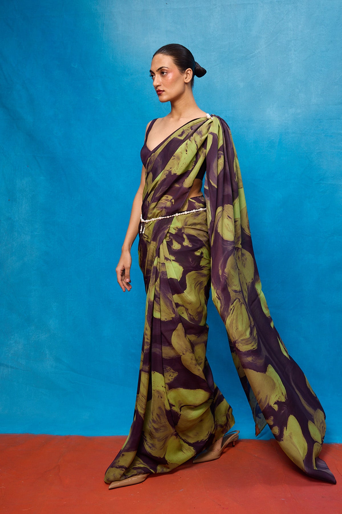 Multicolour Chiffon Digital Print Saree
