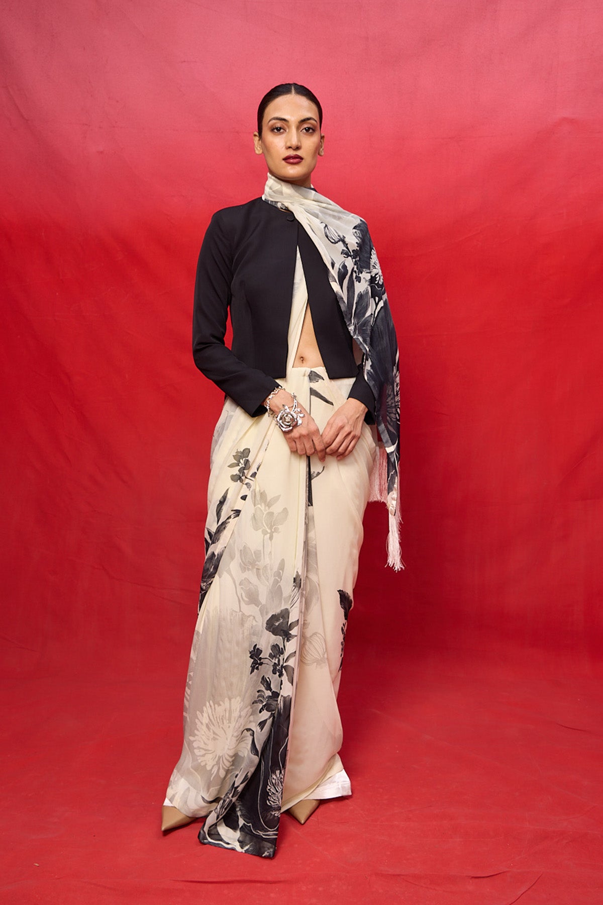 Handwoven Pistachio Green Georgette Digital Print Saree