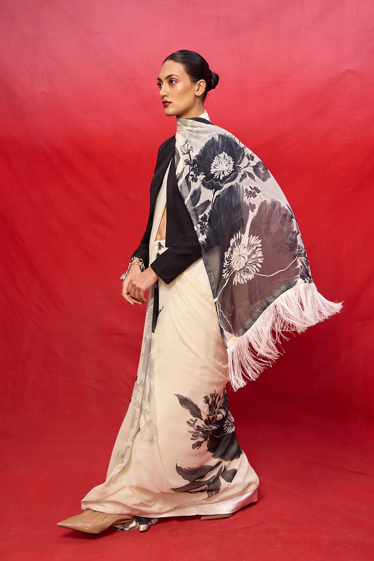 Handwoven Pistachio Green Georgette Digital Print Saree