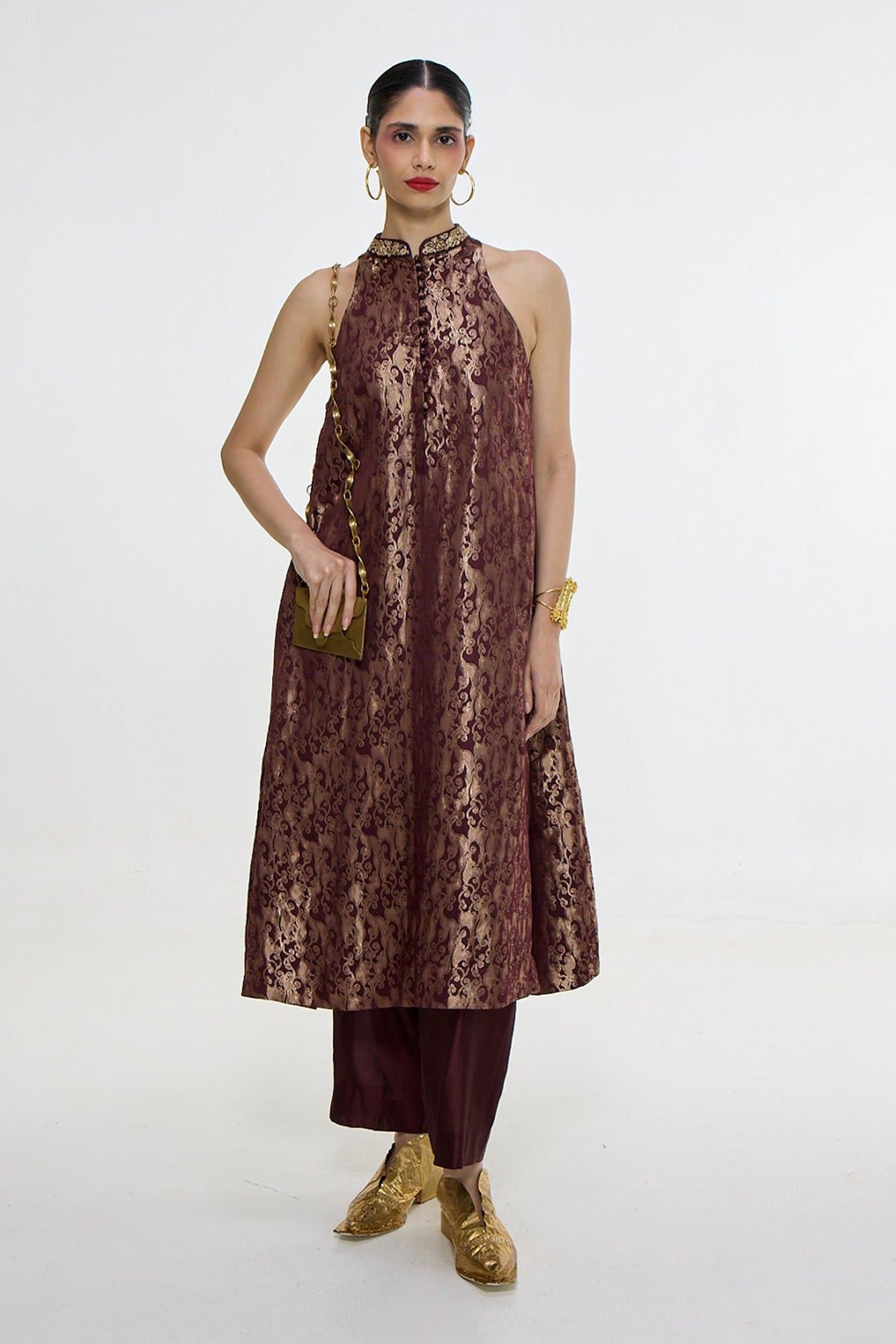 Handwoven Cherry Red Kurta Set