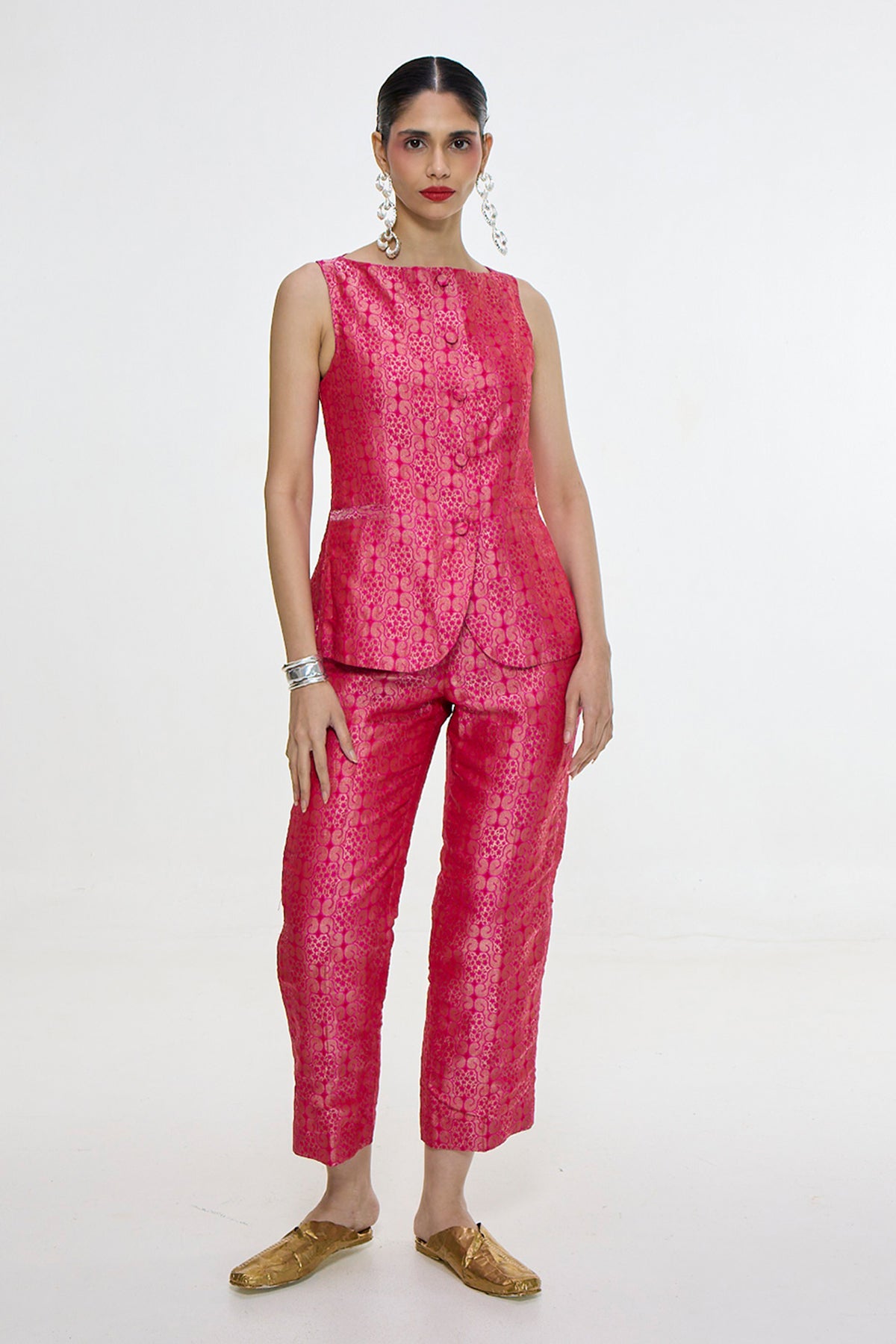 Handwoven Soft Pink Jacket Set