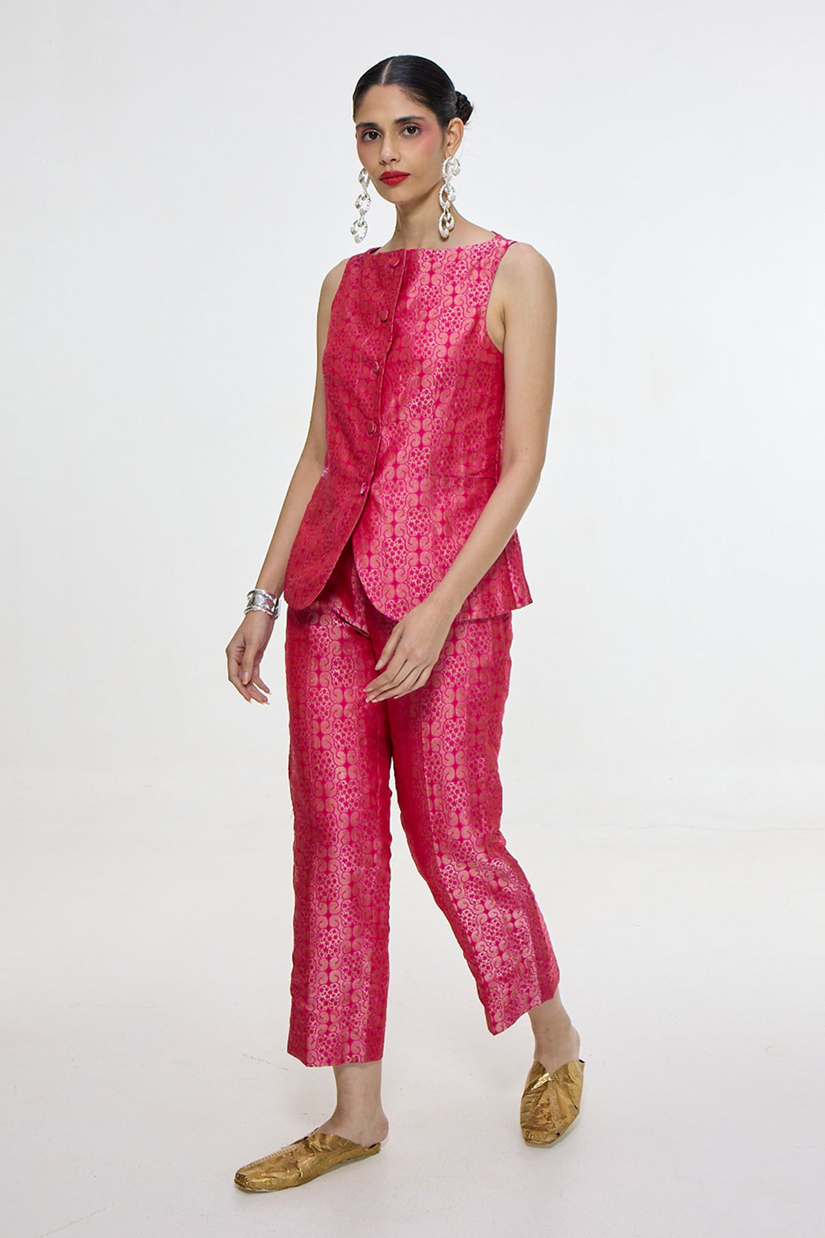 Handwoven Soft Pink Jacket Set