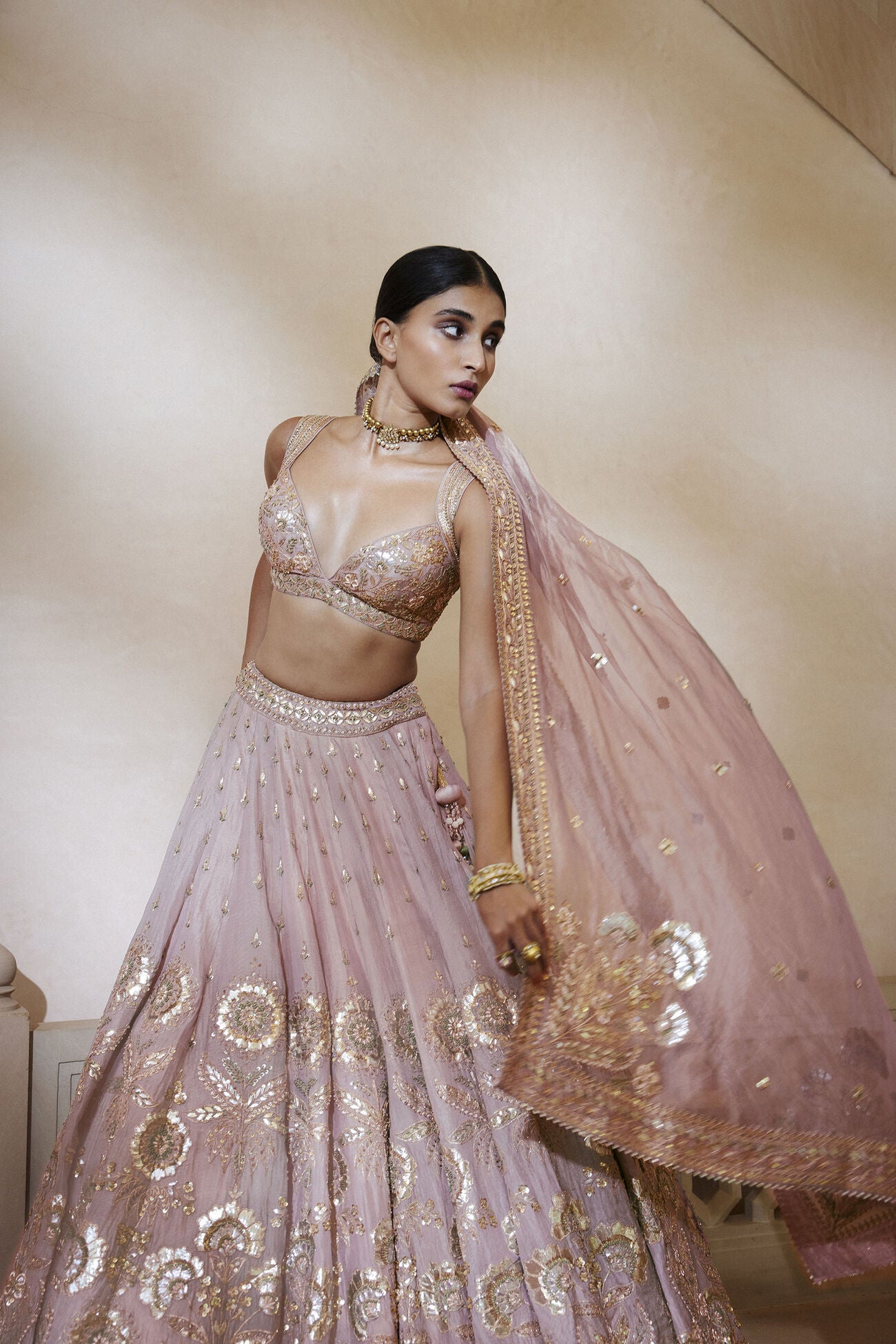 SITARA RESHAM & GOTA PATTI SILK LEHENGA - BLUSH