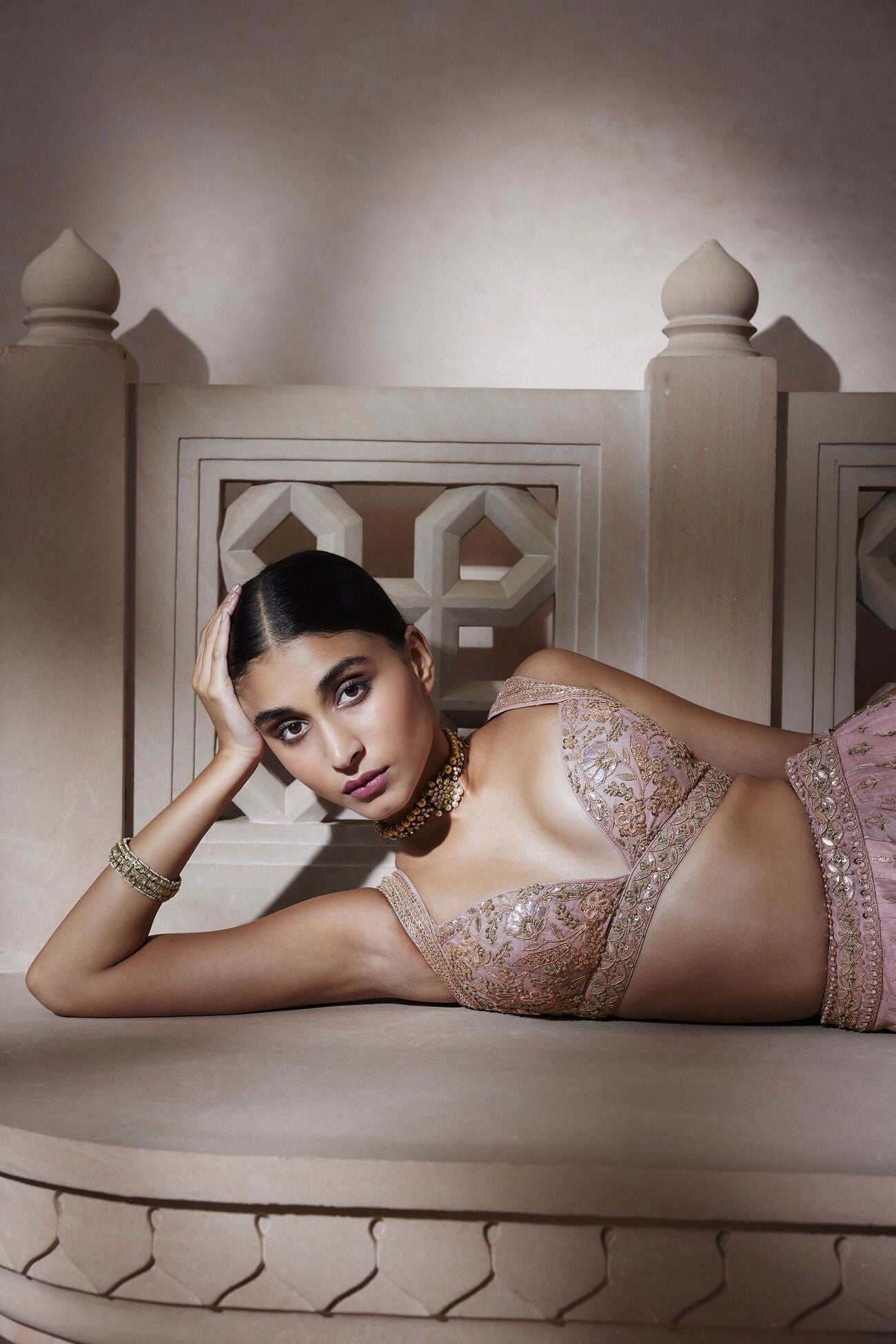 SITARA RESHAM & GOTA PATTI SILK LEHENGA - BLUSH