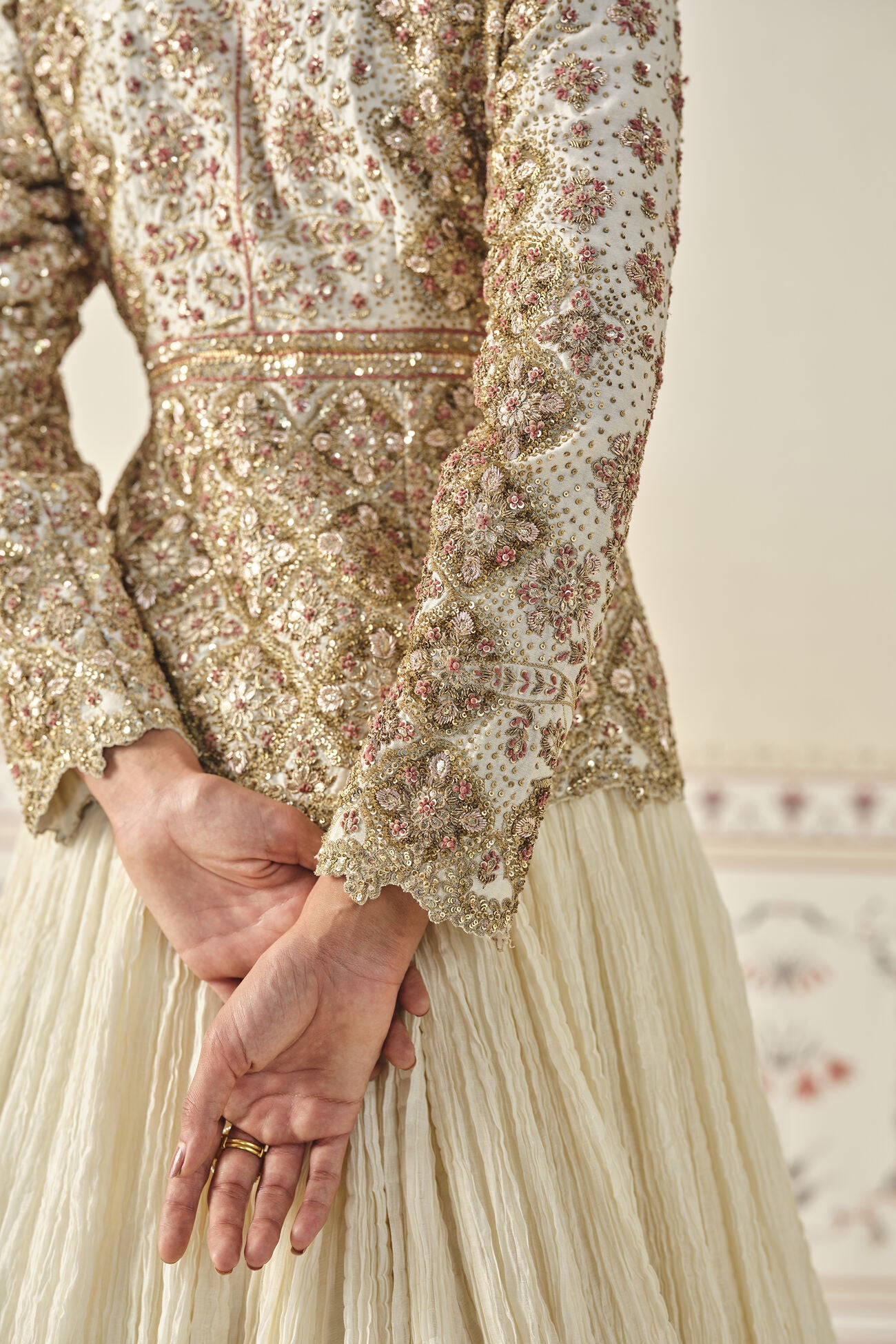 Ardra Gota Patti Mul Skirt Set - Natural