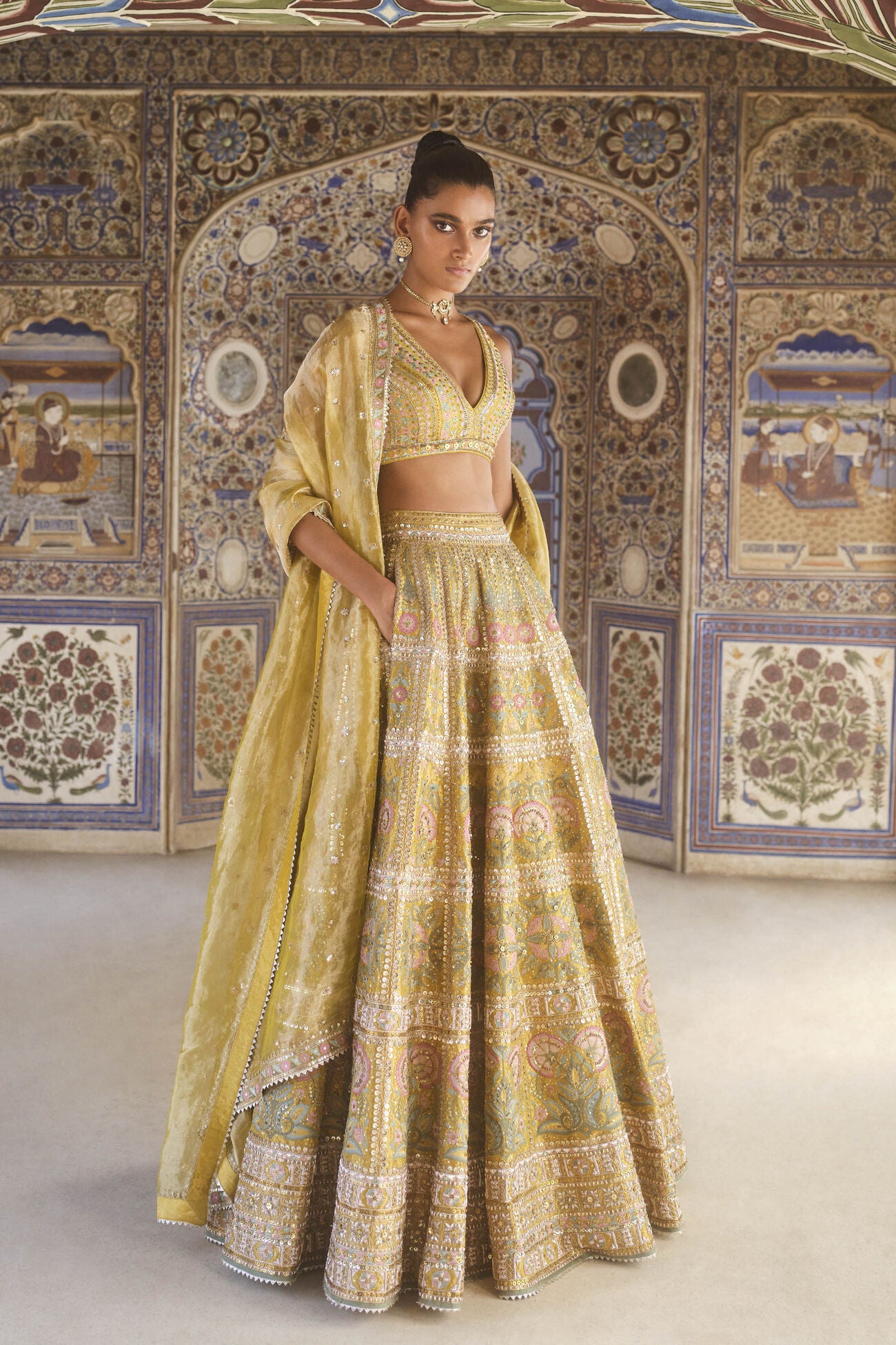 Sol Gota Patti Silk Lehenga Set - Yellow