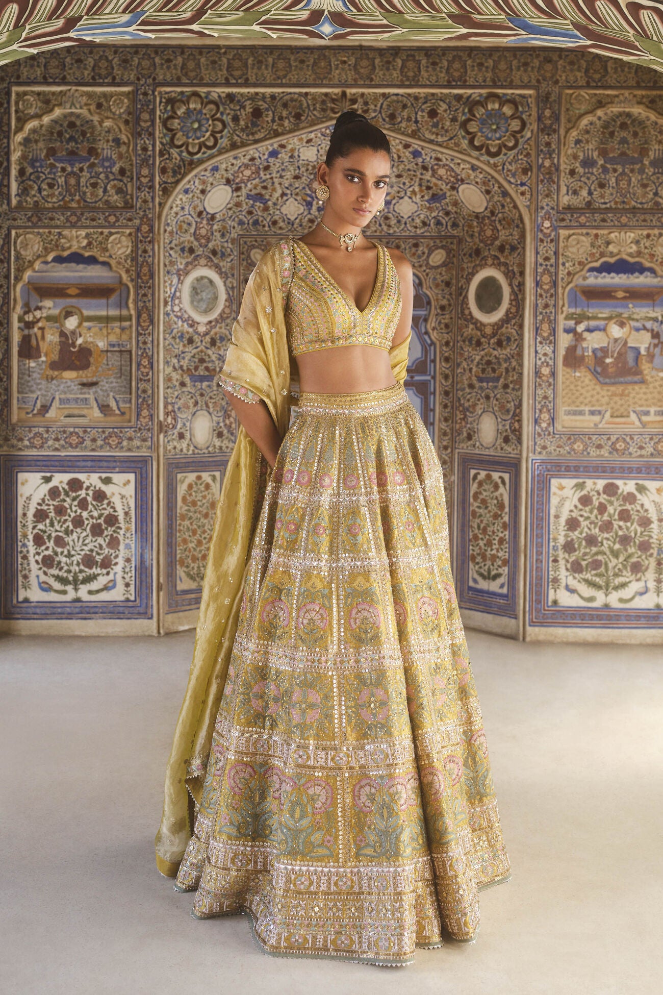 Sol Gota Patti Silk Lehenga Set - Yellow