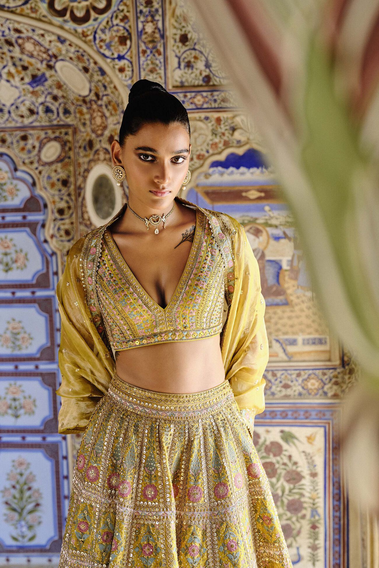 Sol Gota Patti Silk Lehenga Set - Yellow