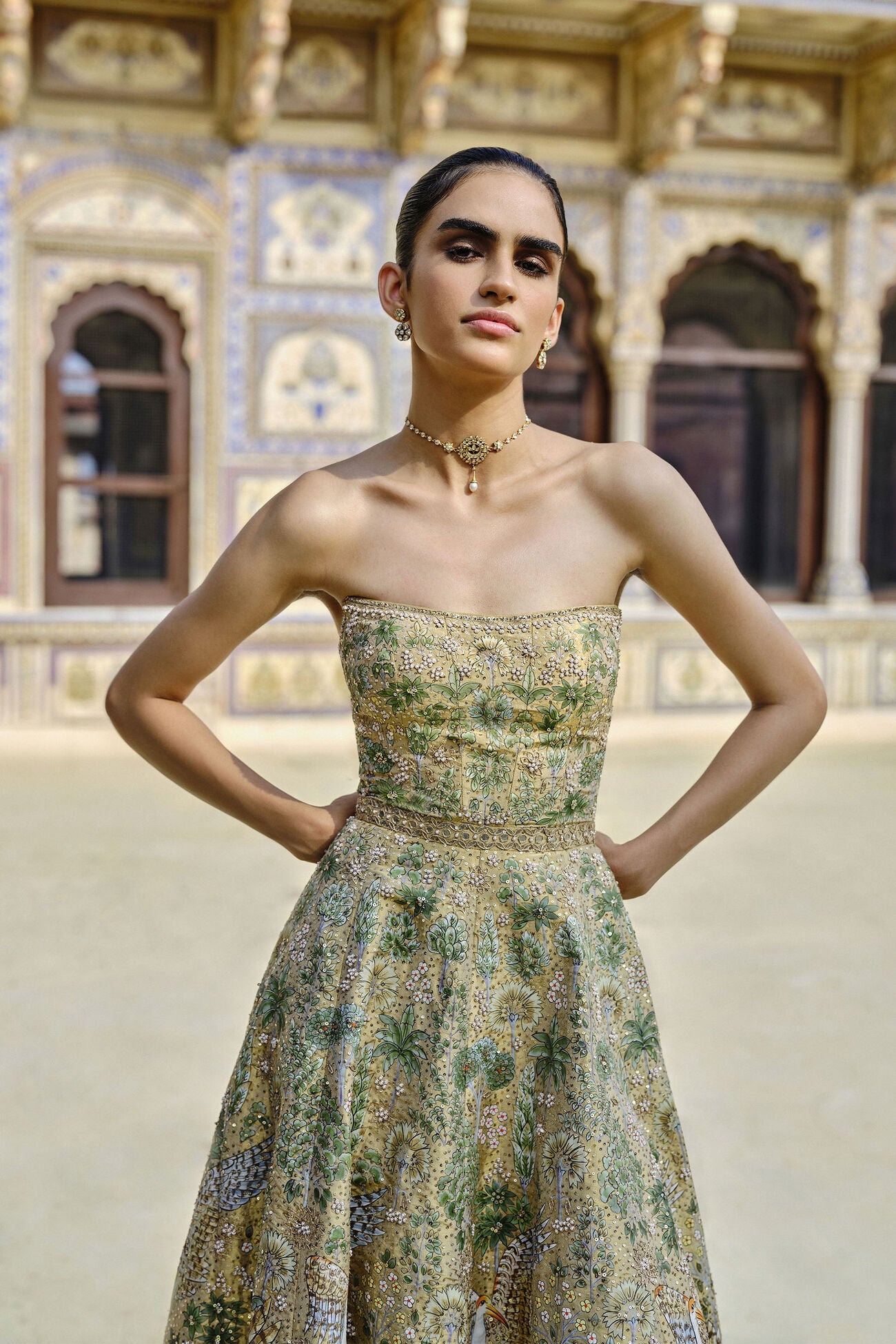 Avasa Hand-painted Pichhwai Silk Dress - Gold